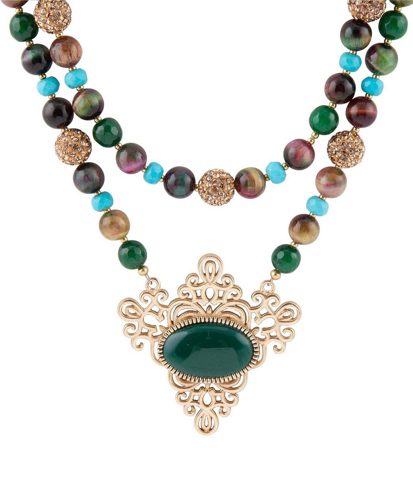 AWESOME NECKLACE WITH GENUINE deals GREEN TURQUOISE & JADE!!!... SIGNED By BARSE!!!