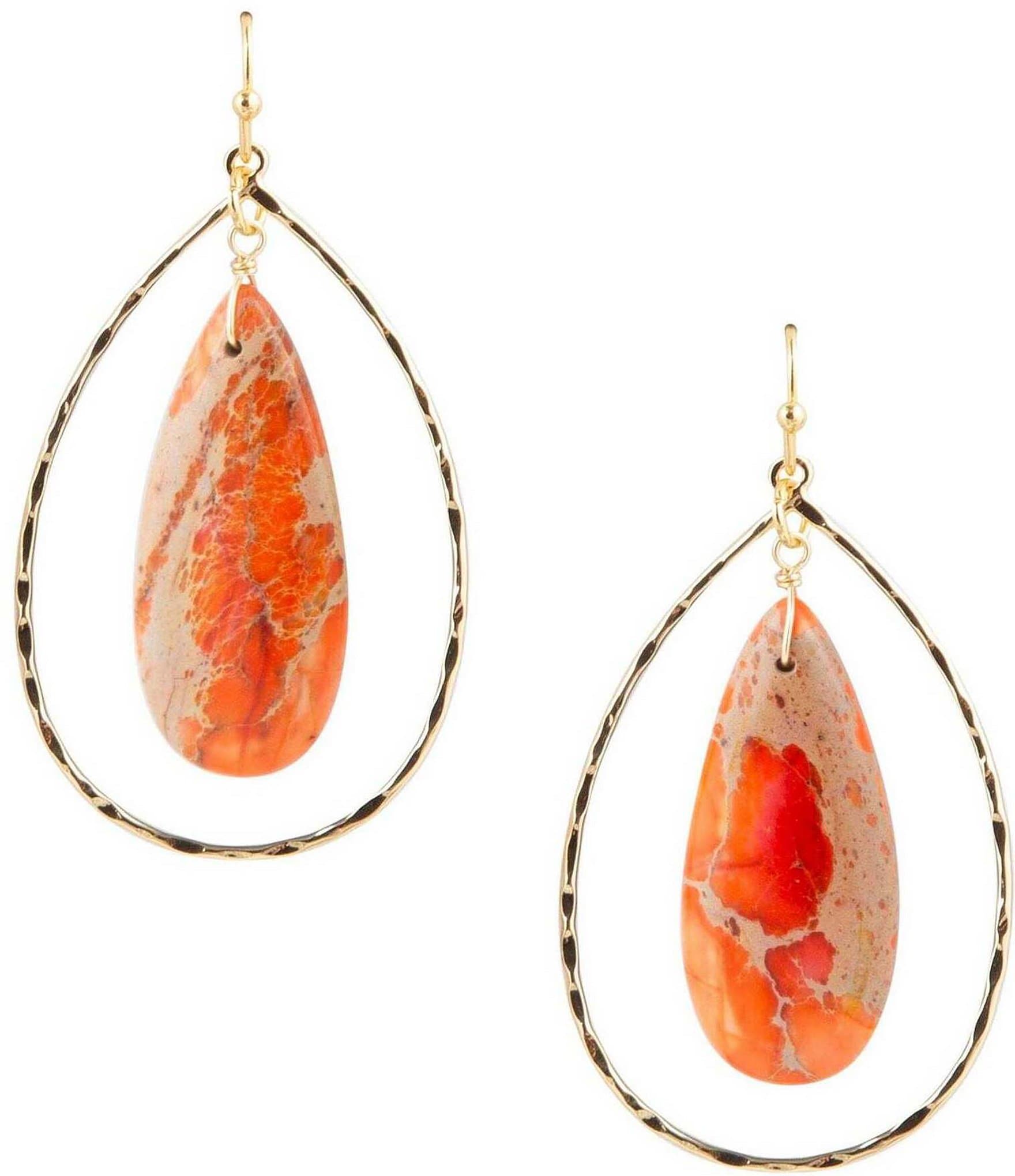 Barse Genuine Stone Statement Drop Earrings