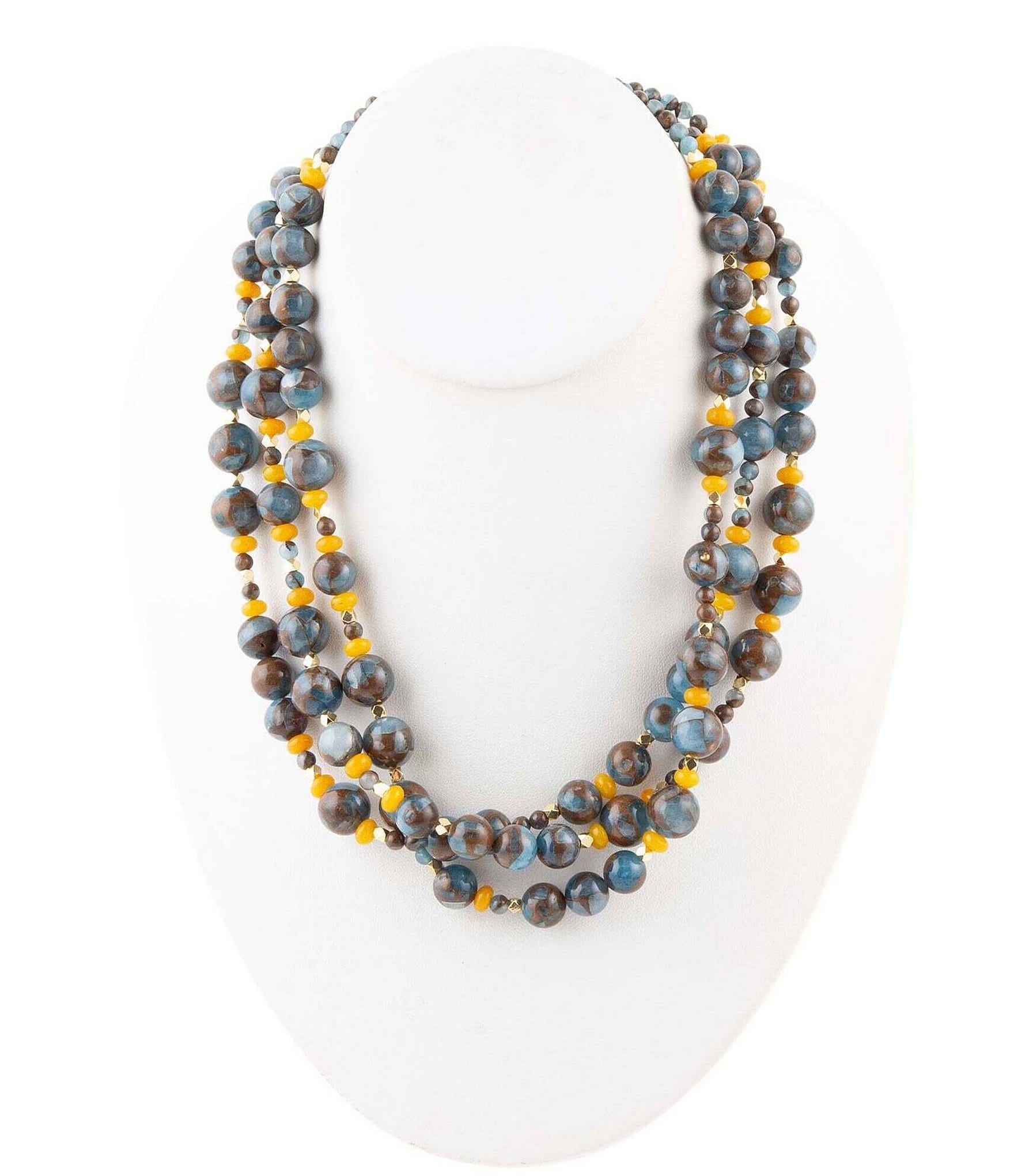 Barse Genuine Stone Statement Multi Strand Necklace