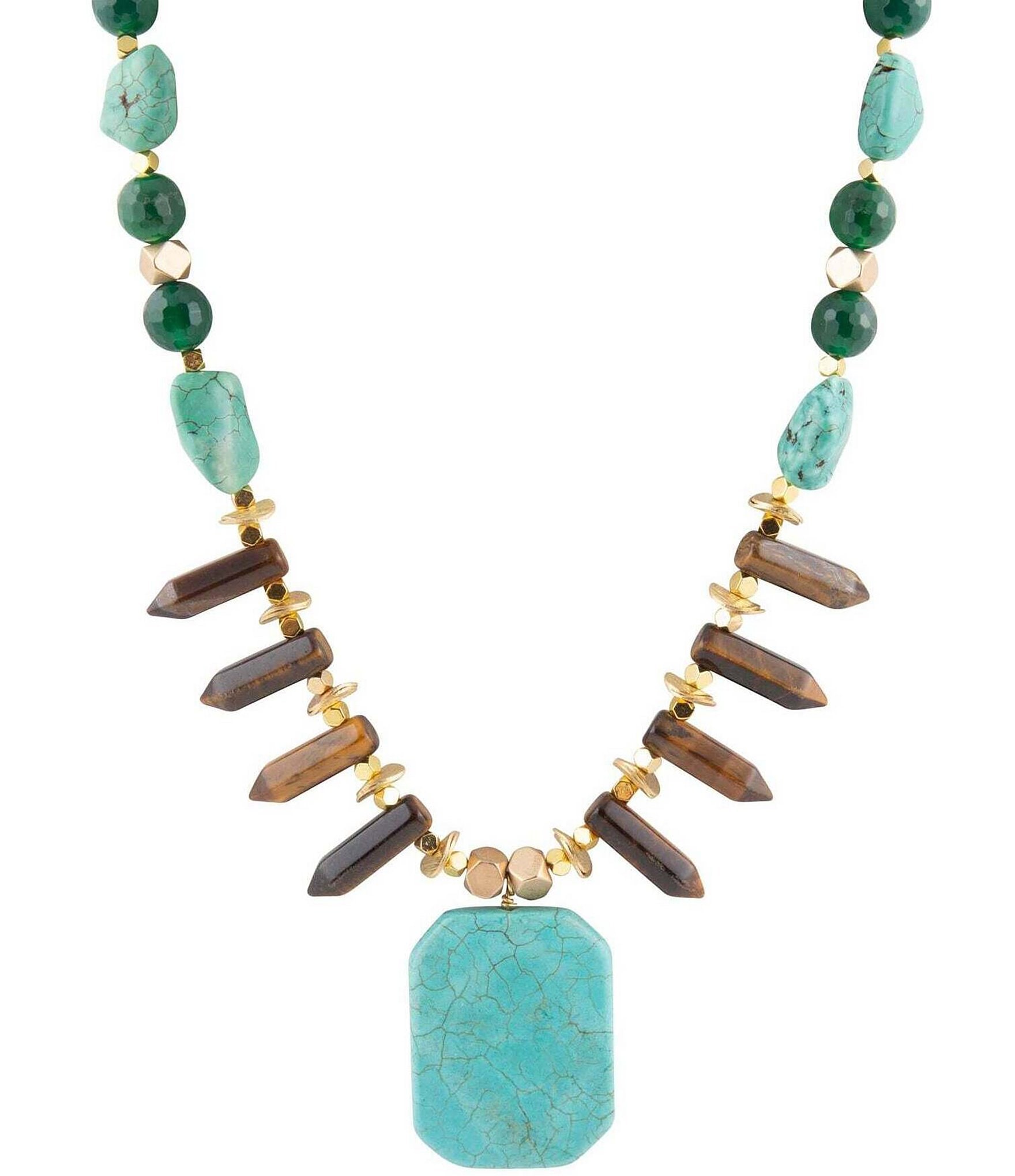 Barse Genuine Stone Statement Necklace