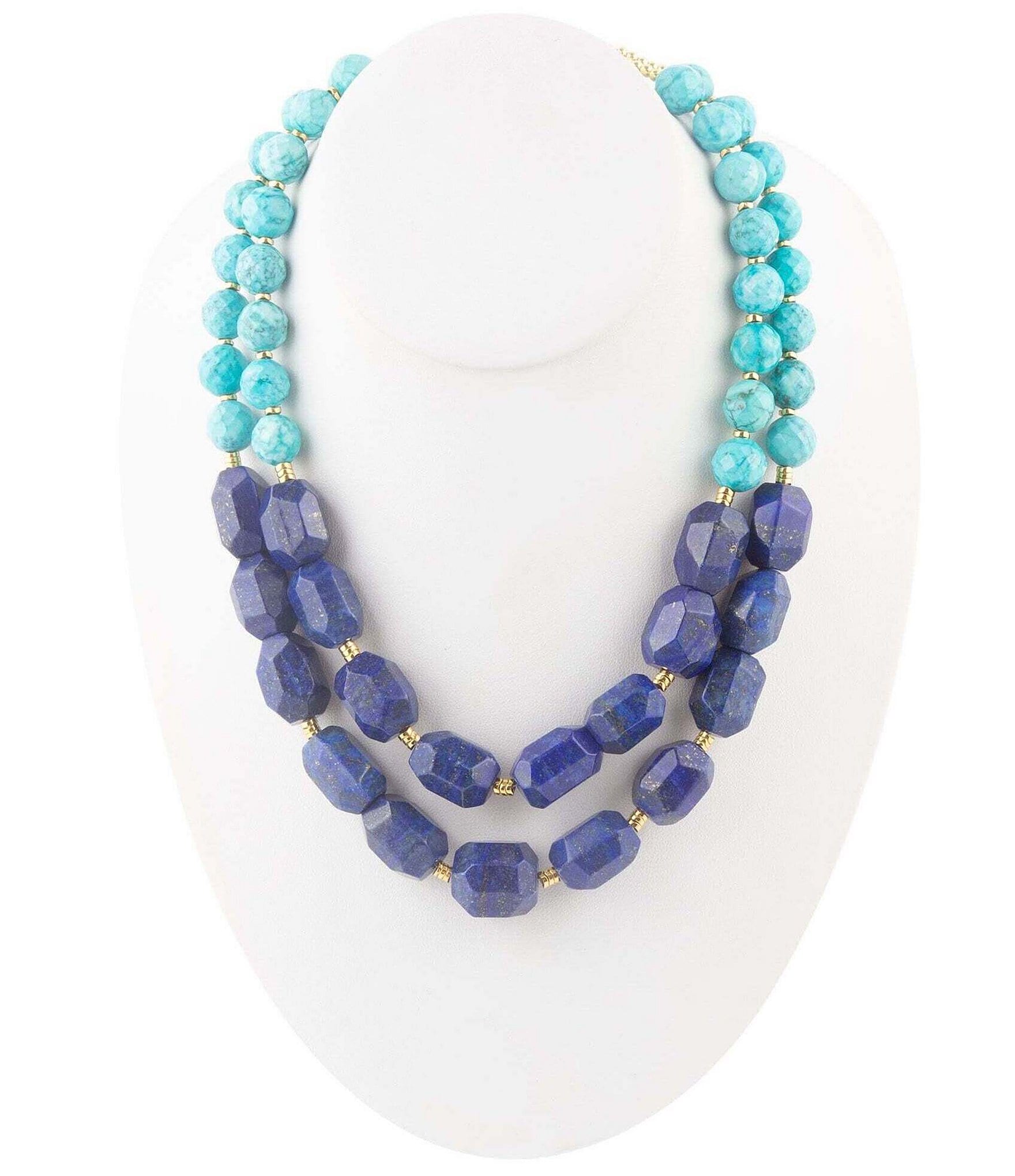 Barse Genuine Stone Statement Short Multi Strand Necklace