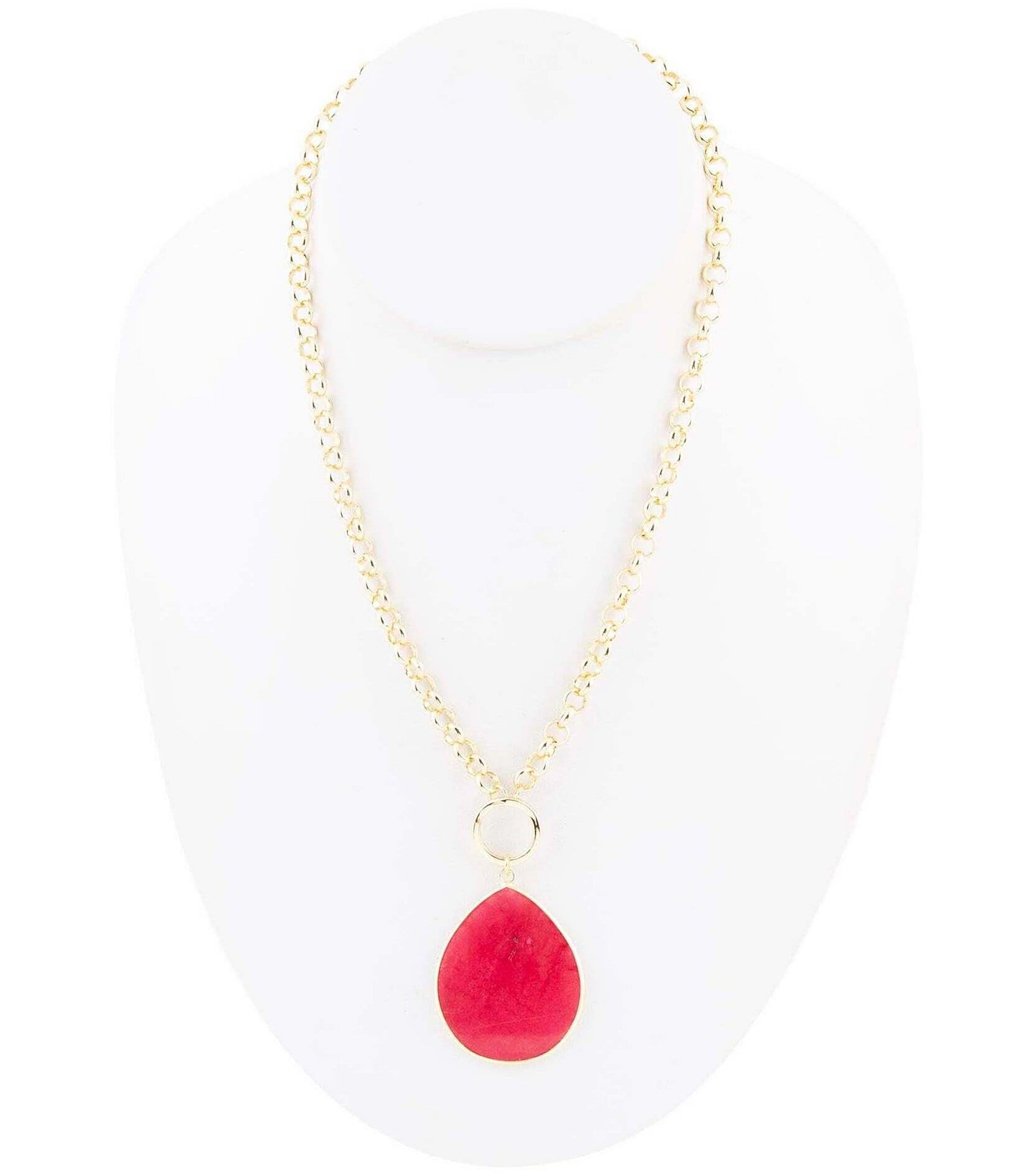 Barse Genuine Stone Teardrop Short Pendant Necklace