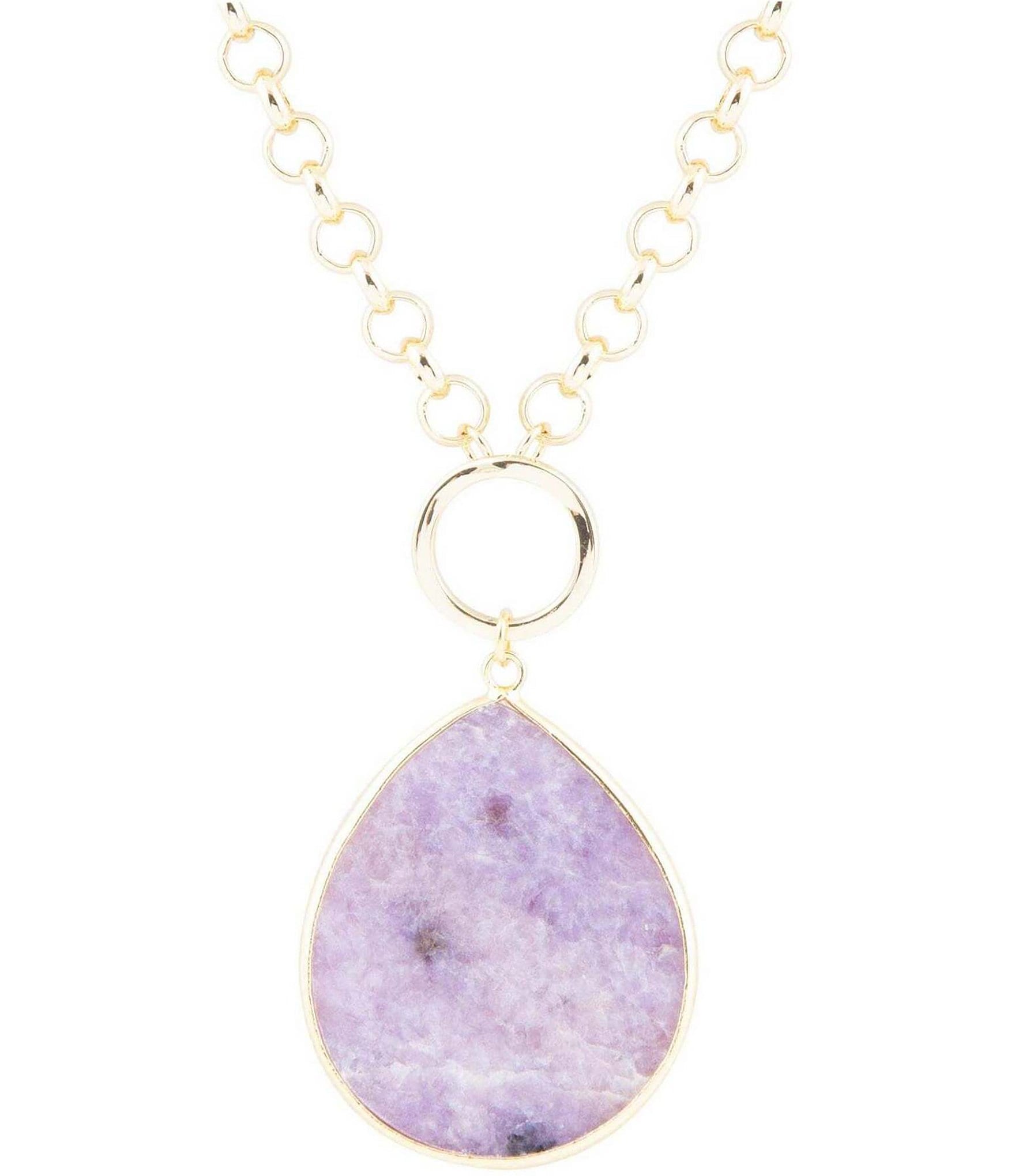 Barse Genuine Stone Teardrop Short Pendant Necklace