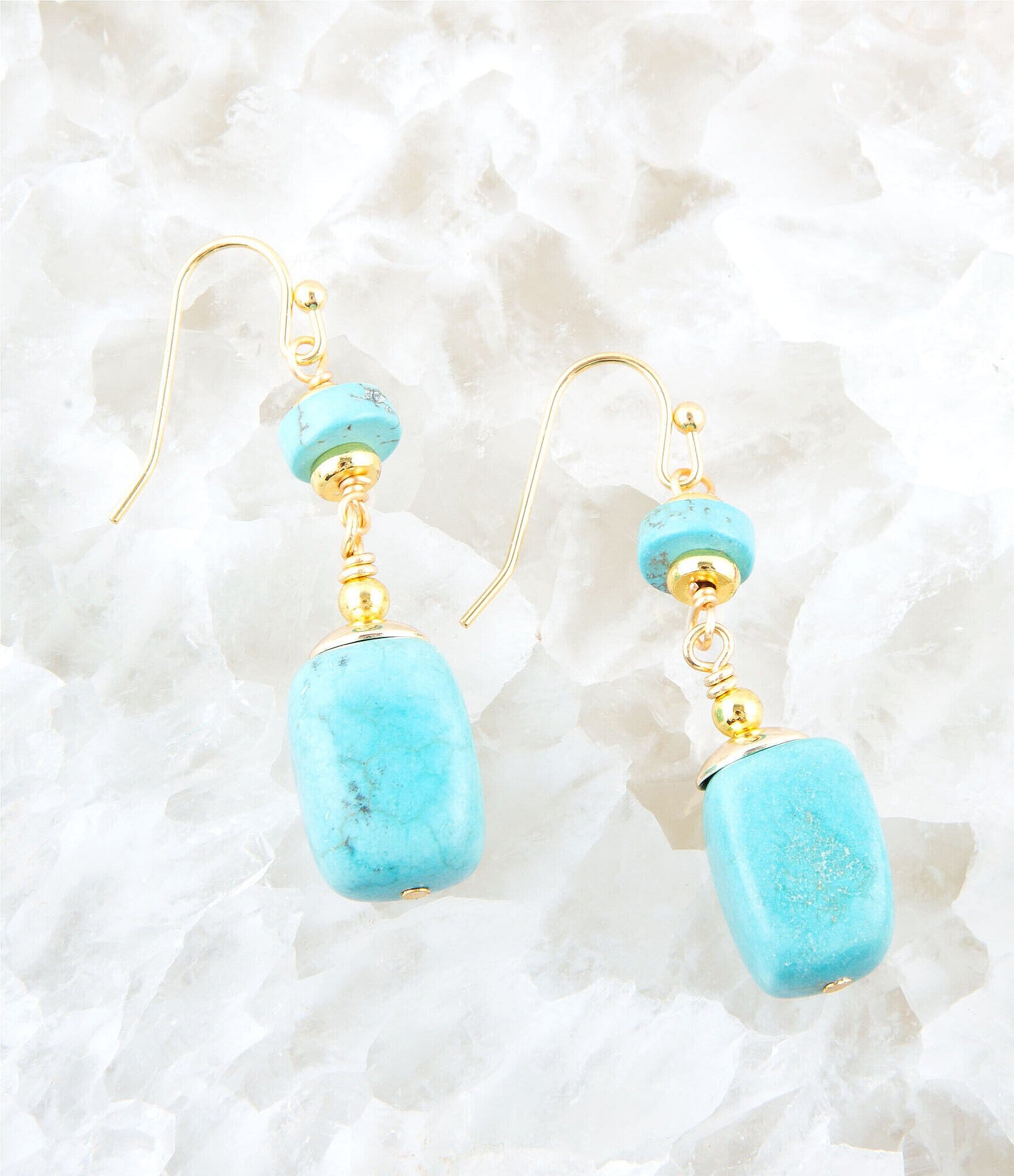 Barse Genuine Stone Turquoise Magnesite Drop Earrings