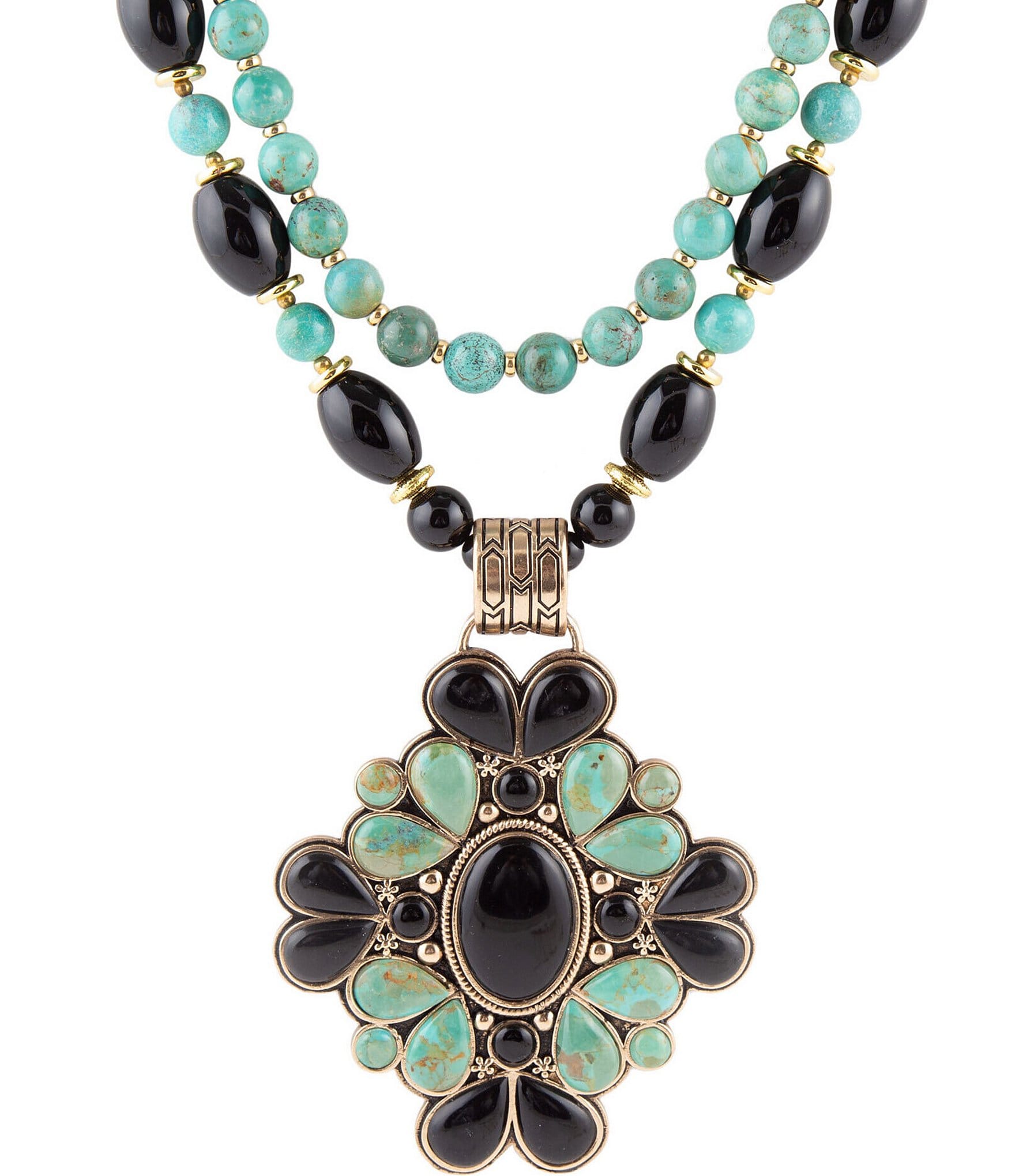 Barse Genuine Turquoise and Onyx Statement Necklace