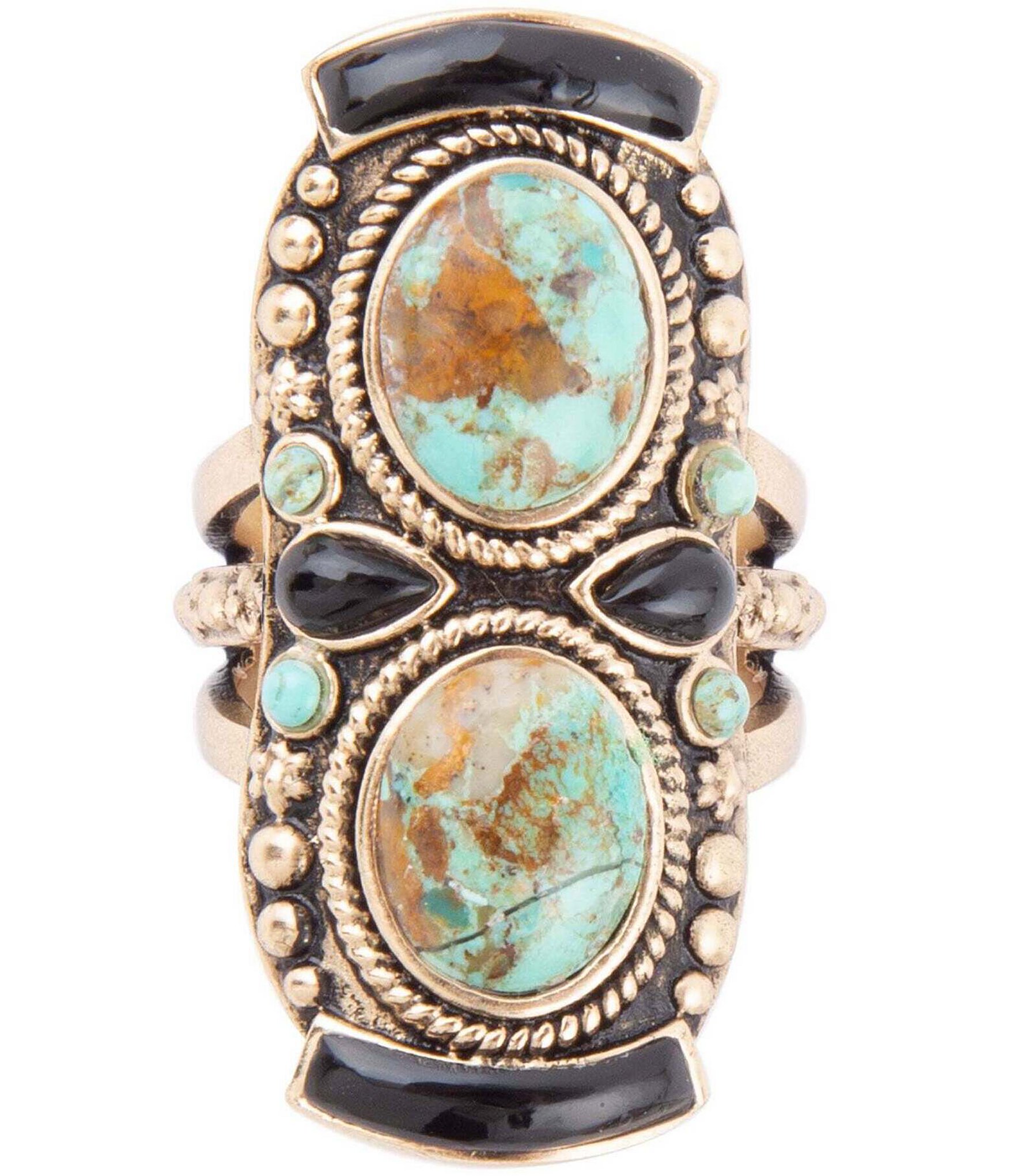 Barse Genuine Turquoise and Onyx Statement Ring