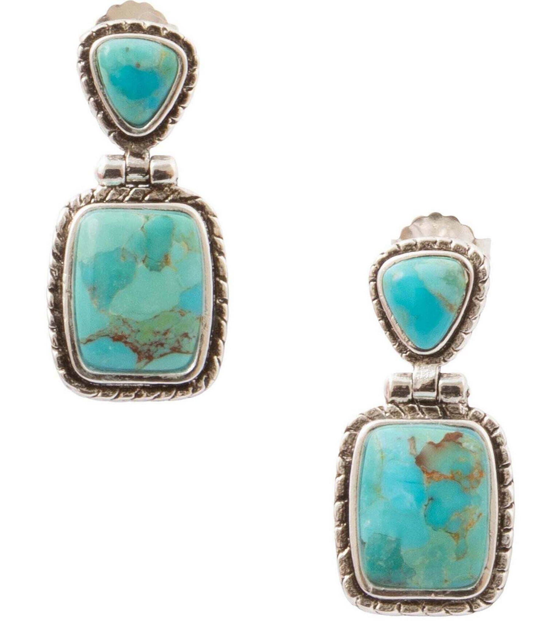 Barse High Desert Silver and Genuine Turquoise Drop Earrings