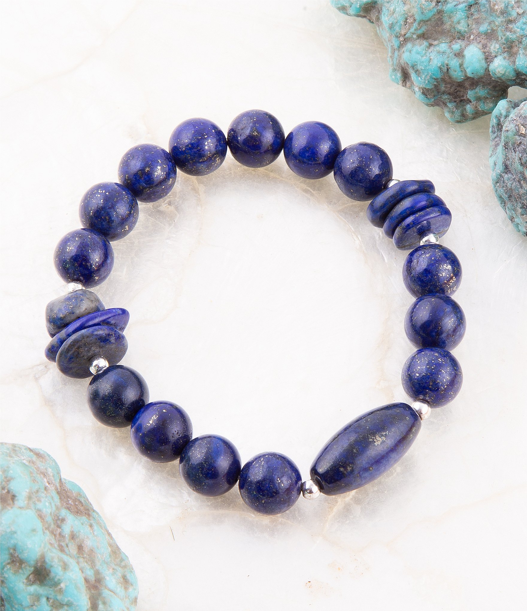 Barse Lapis Genuine Stone Stretch Bracelet