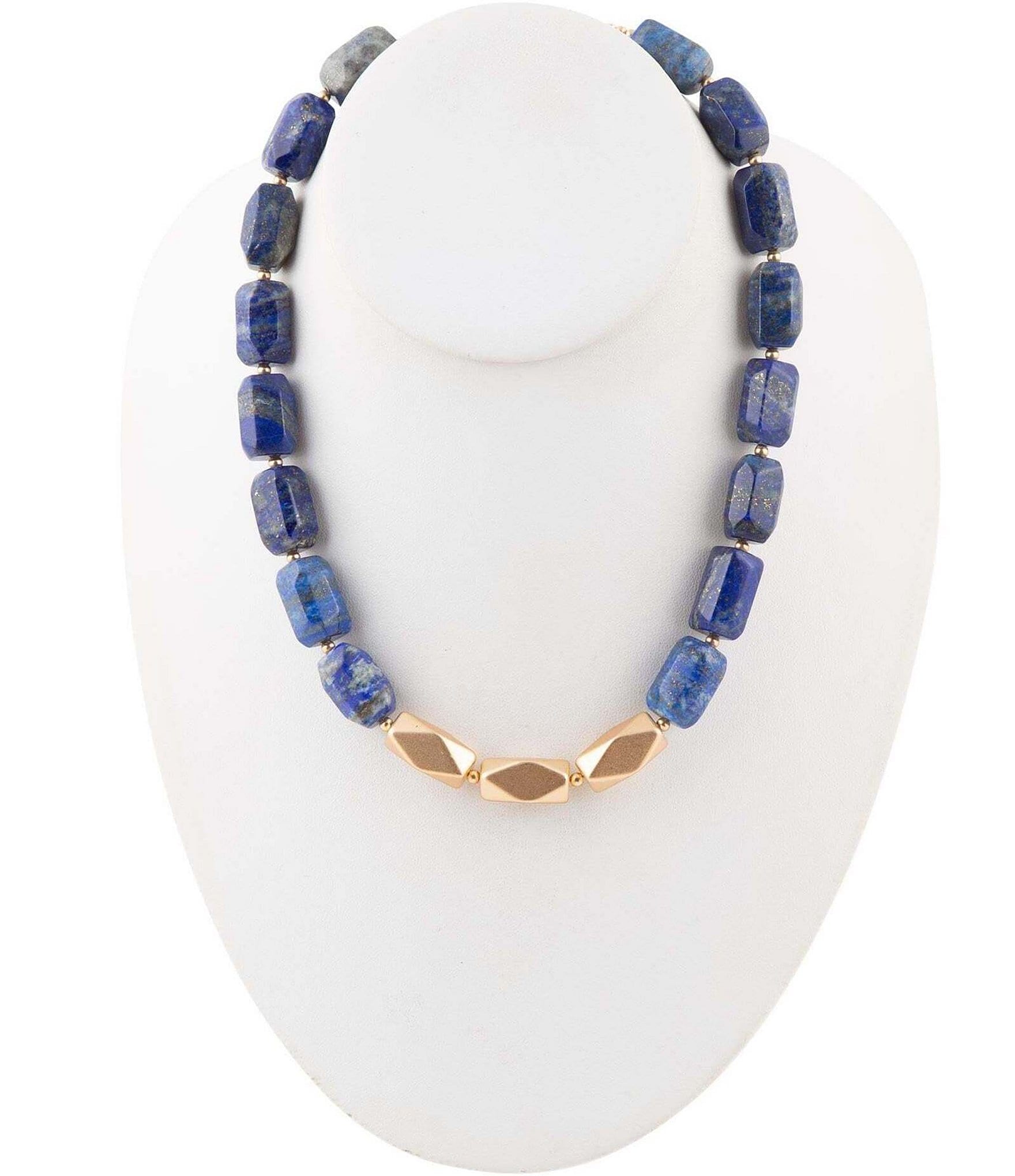 Barse Lapis Nugget Genuine Stone Collar Necklace