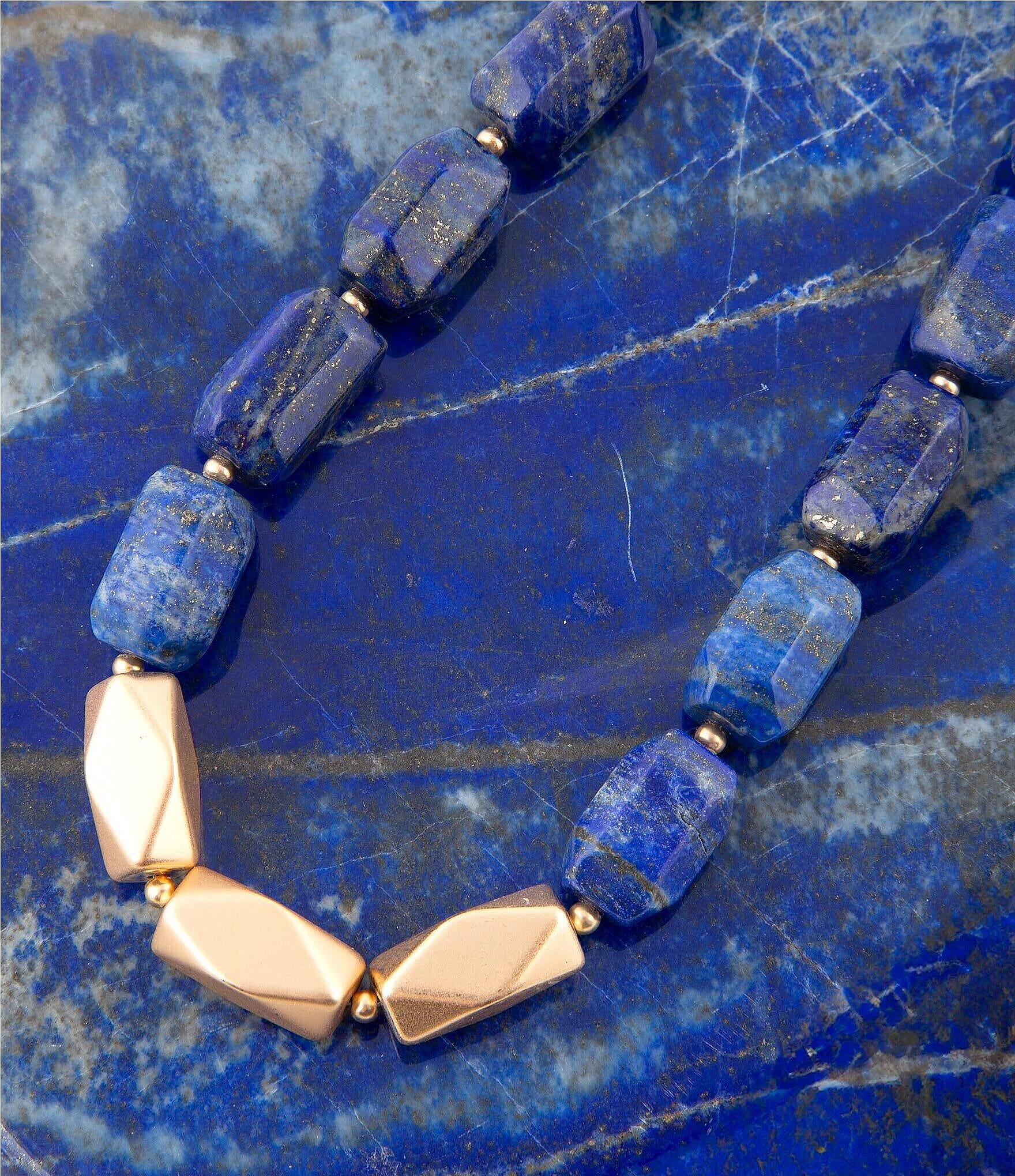 Barse Lapis Nugget Genuine Stone Collar Necklace