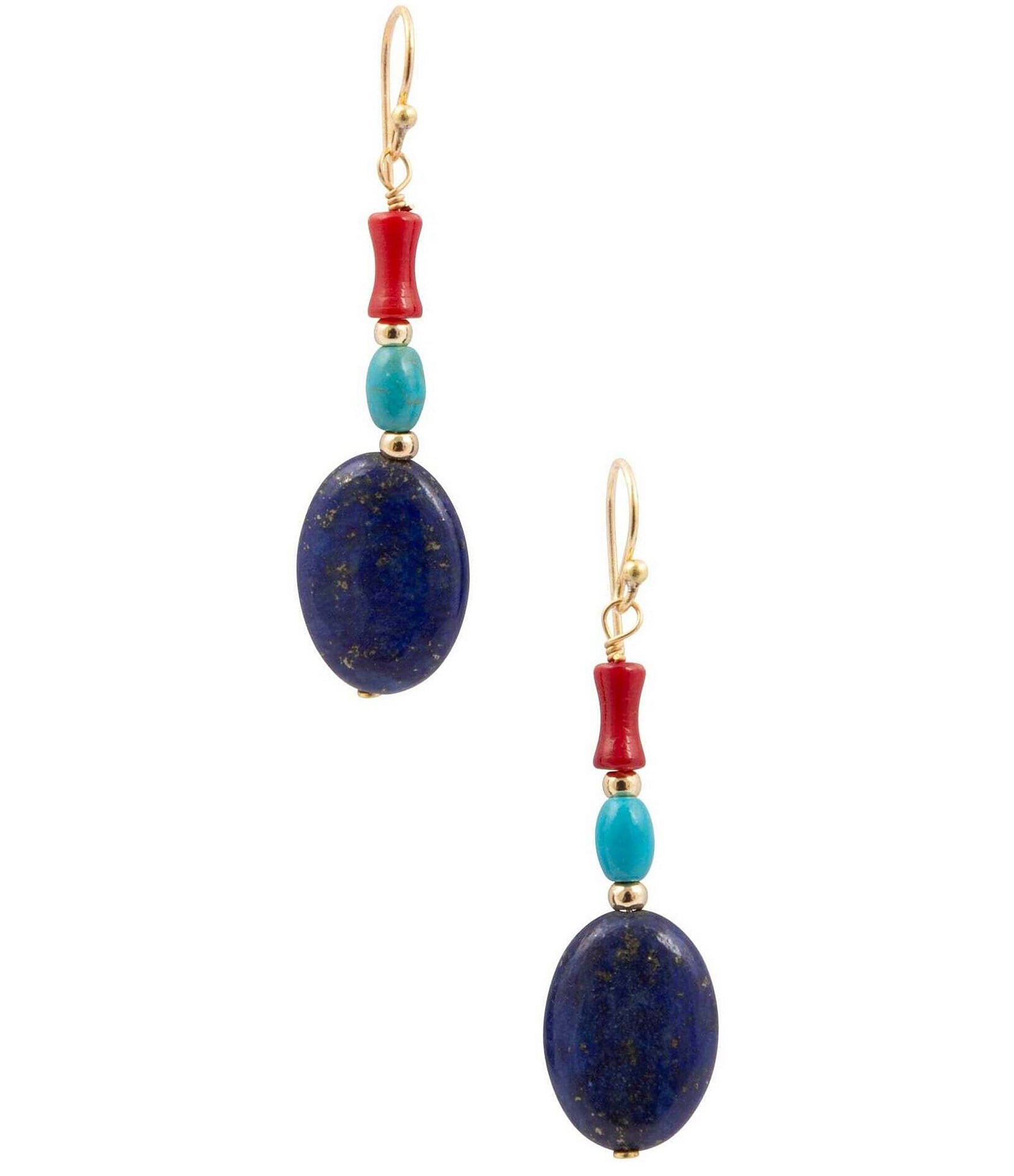 Barse Liberty Genuine Stone Linear Earrings