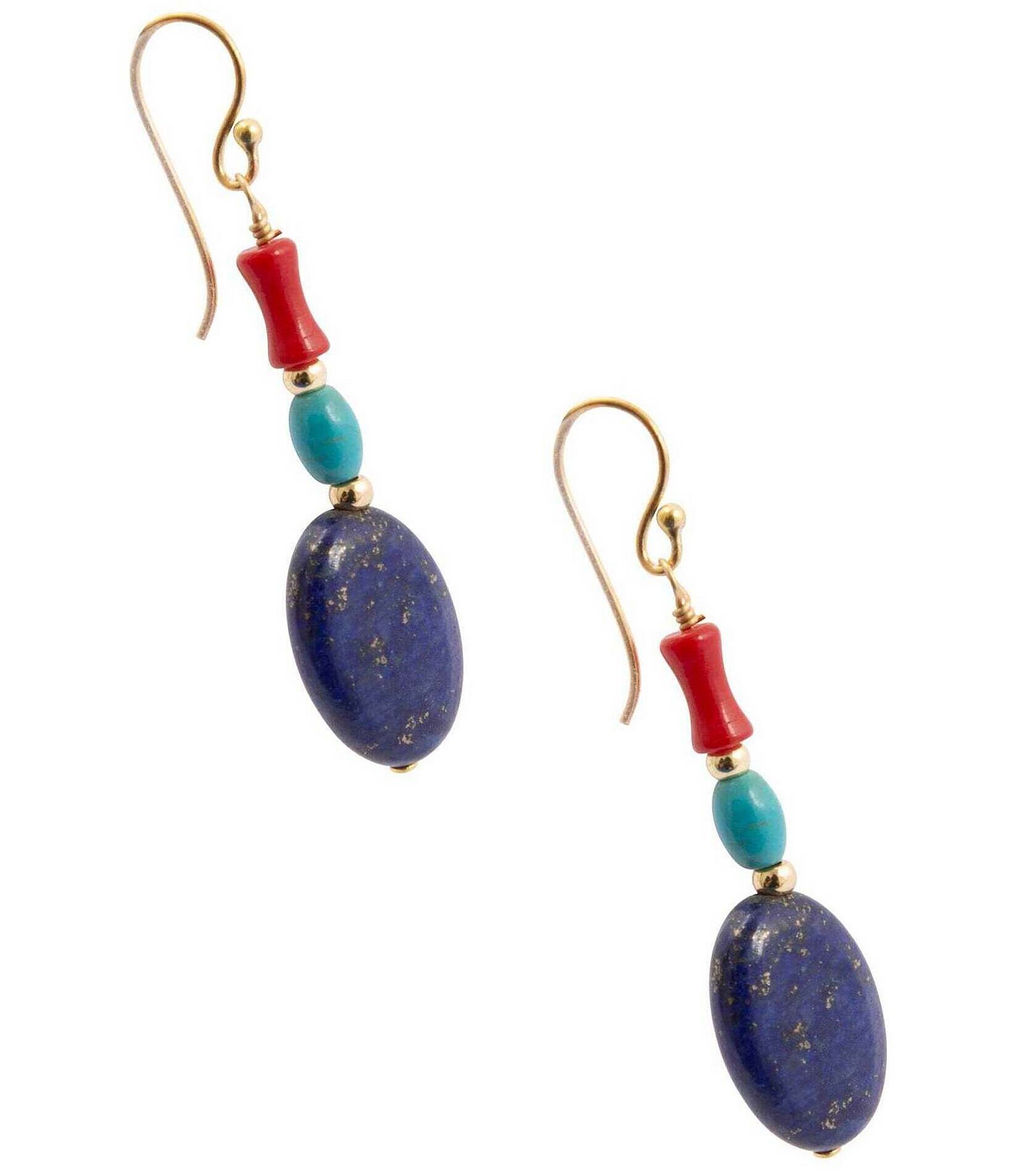 Barse Liberty Genuine Stone Linear Earrings