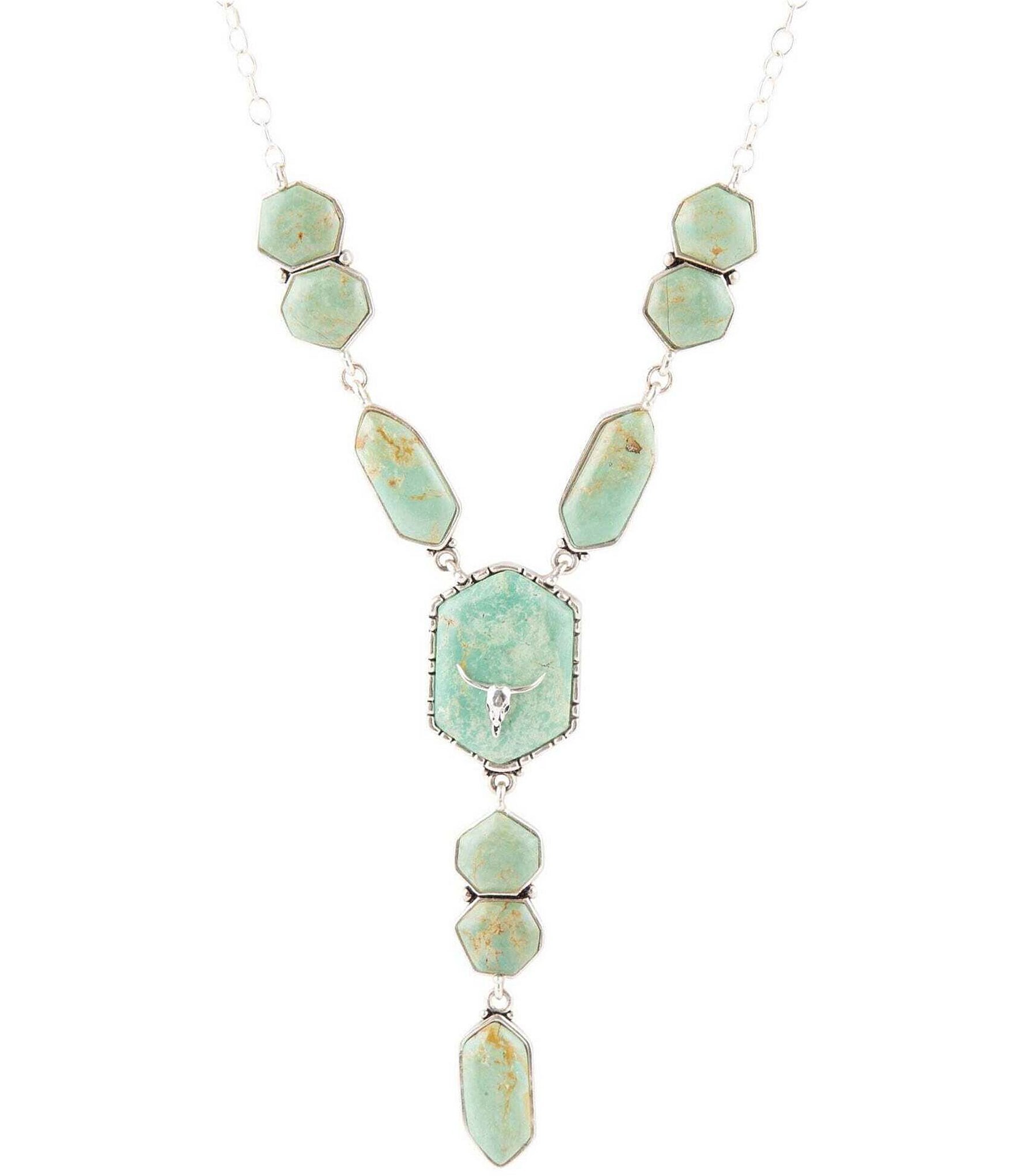Barse Longhorn Sterling Silver and Genuine Green Turquoise Y-Necklace |  Dillard's