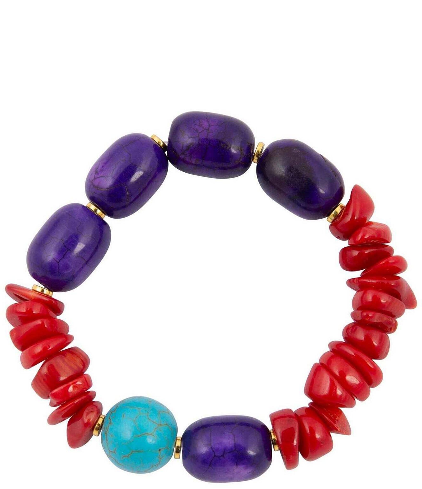 Barse Marrakech Genuine Stone Beaded Stretch Bracelet