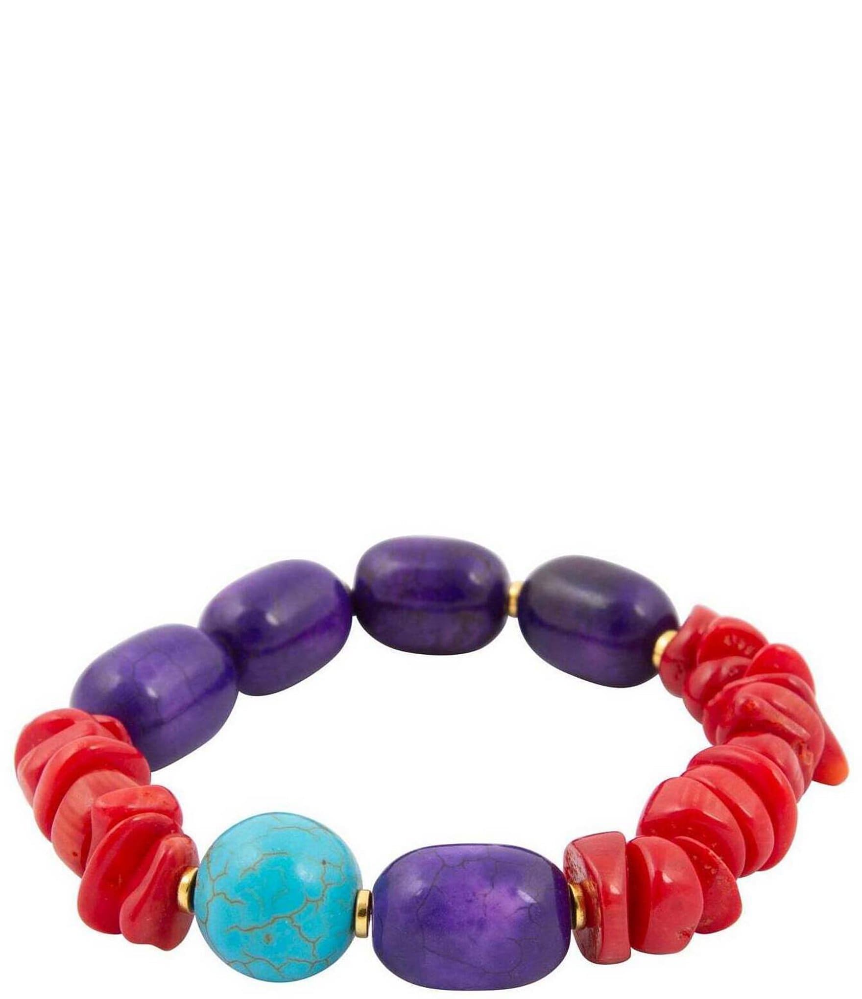 Barse Marrakech Genuine Stone Beaded Stretch Bracelet