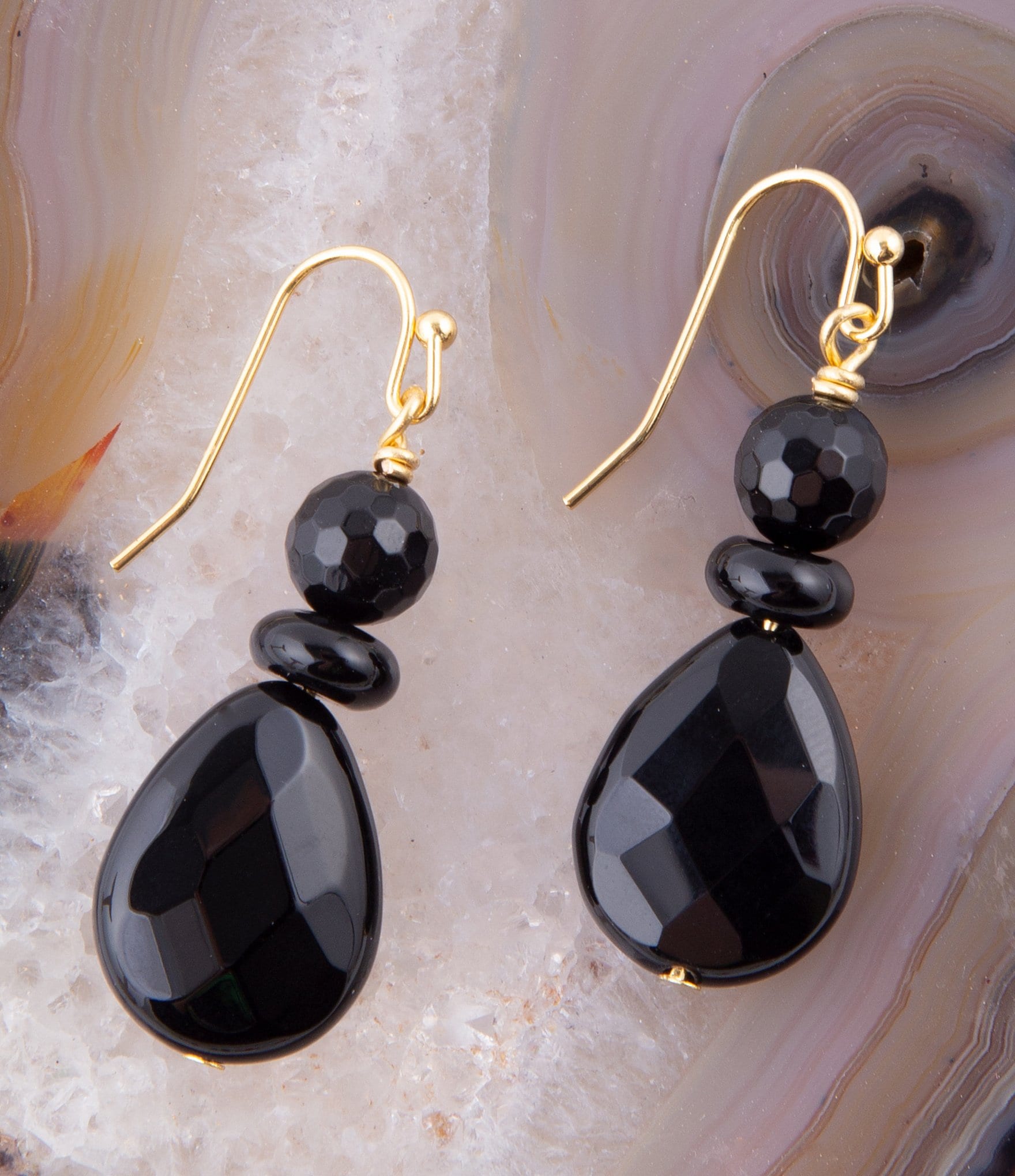 Barse Onyx Genuine Stone Drop Earrings