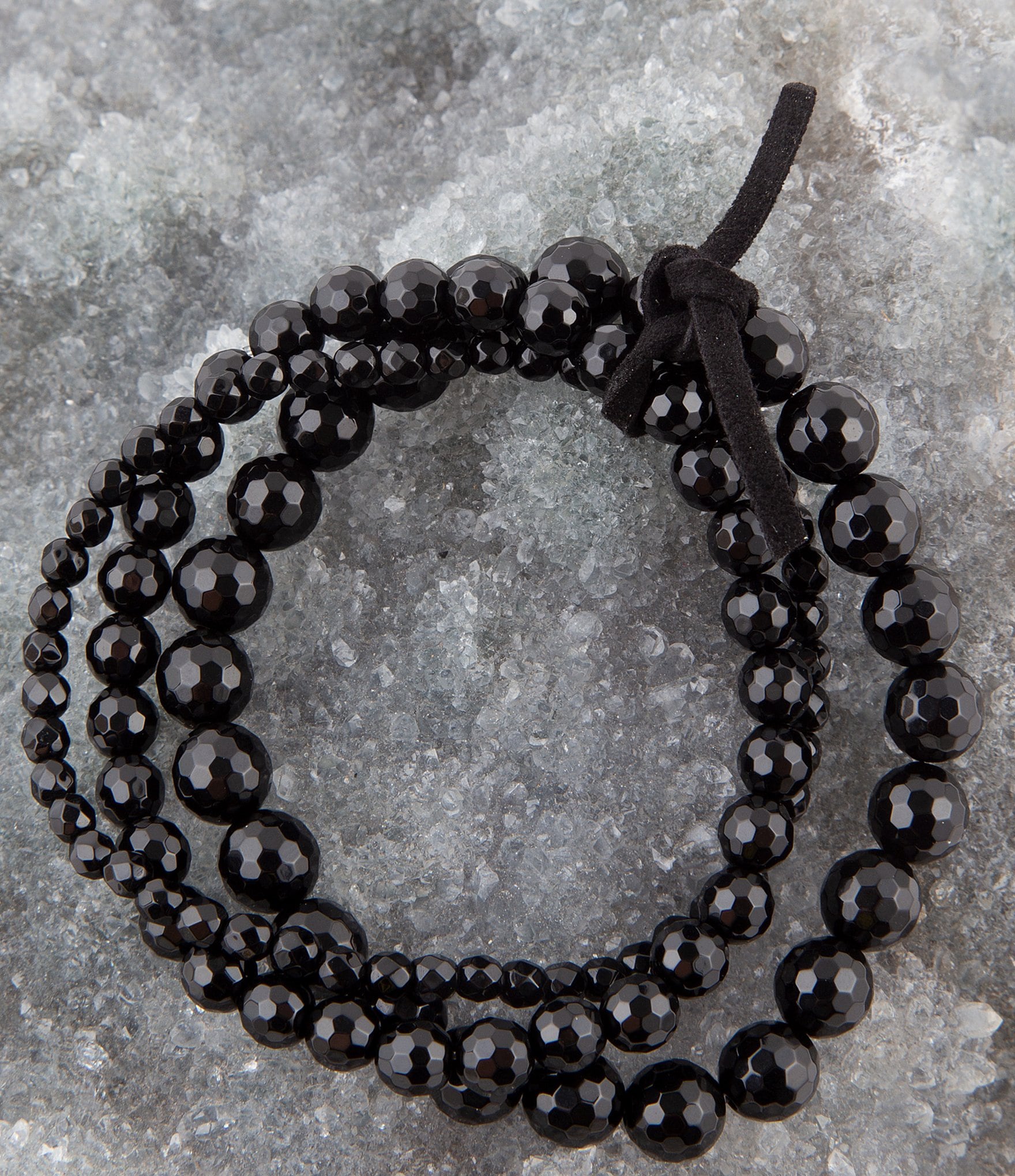 Barse Onyx Genuine Stone Stretch Bracelet Set