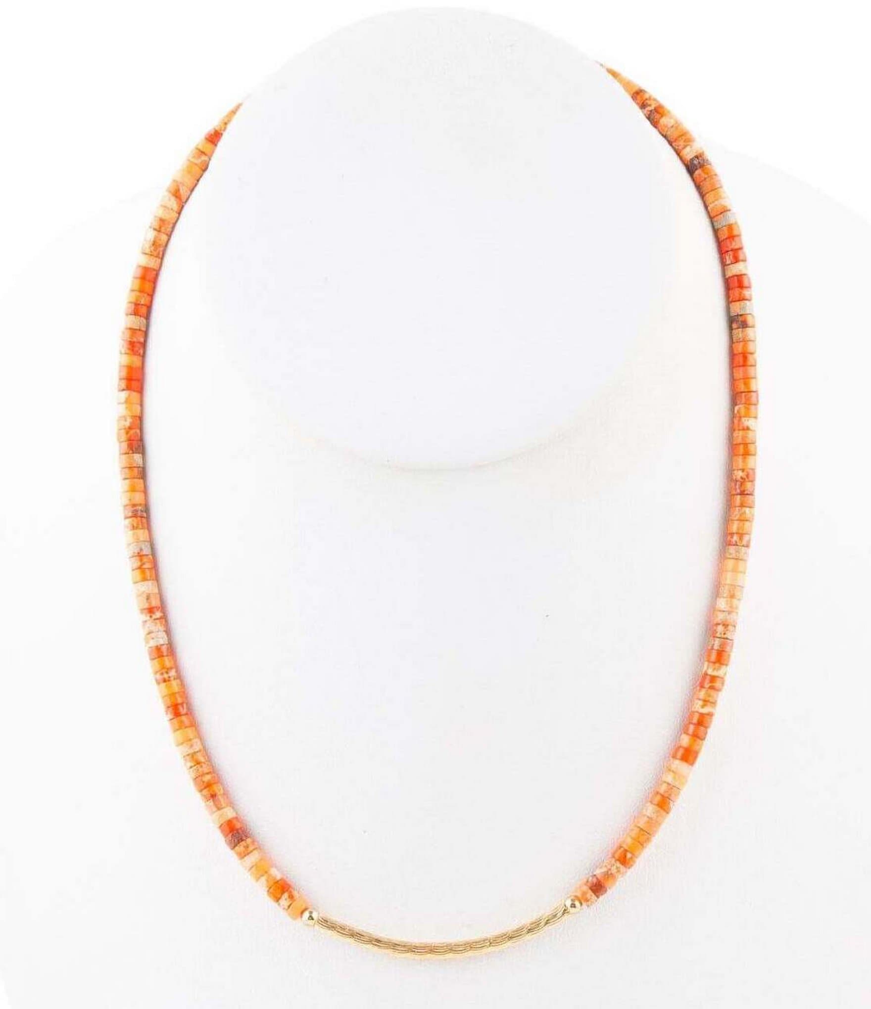 Barse Genuine Orange Jasper Stone Collar Necklace