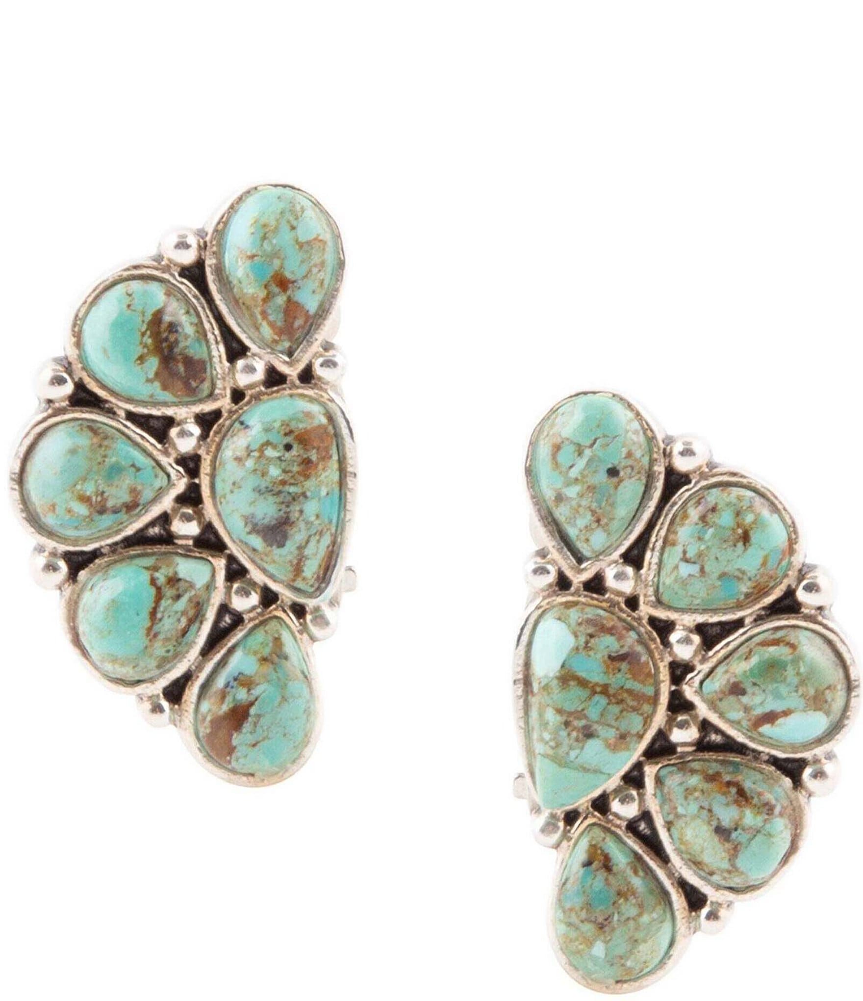 Barse Out West Sterling Silver Genuine Turquoise Clip-On Earrings ...