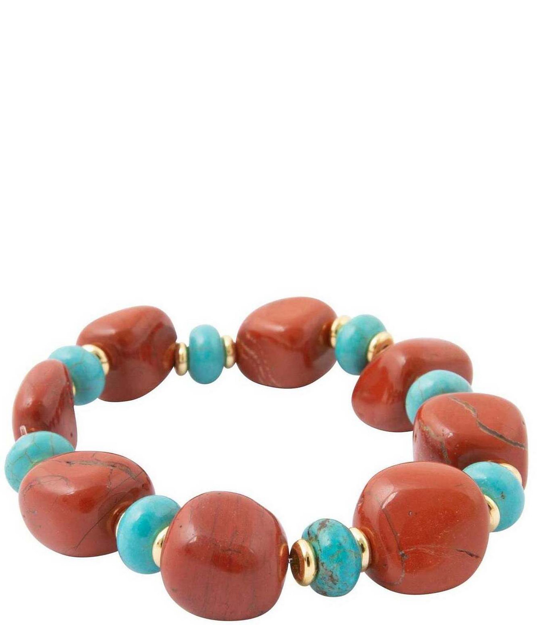 Barse Red Canyon Golden Jasper and Magnesite Chunky Stretch Bracelet