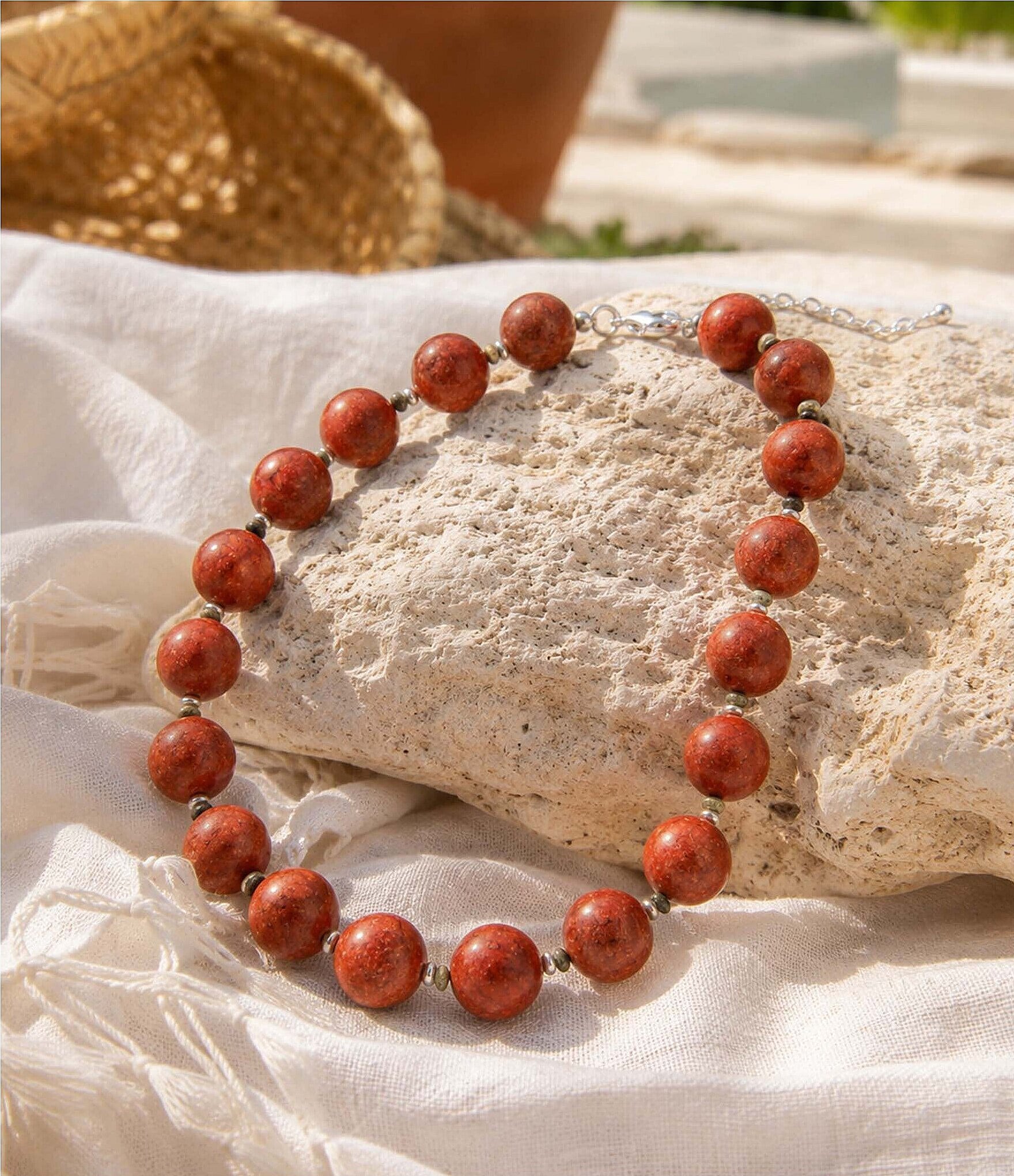 Barse Red Mesa Silver, Chrysocolla and Jasper Collar Necklace