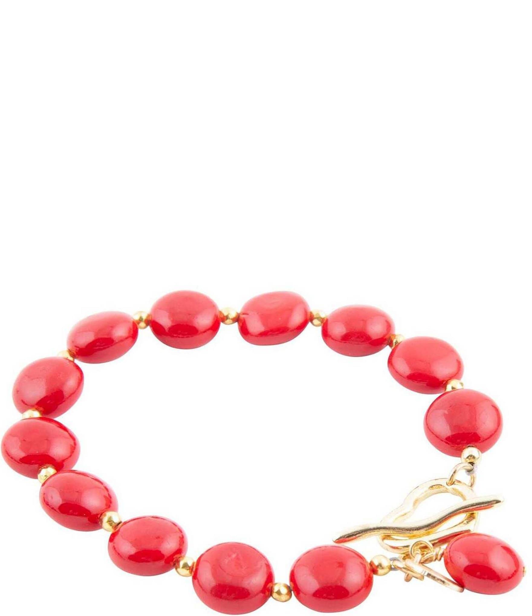 Barse Red Shell Pearl Line Bracelet