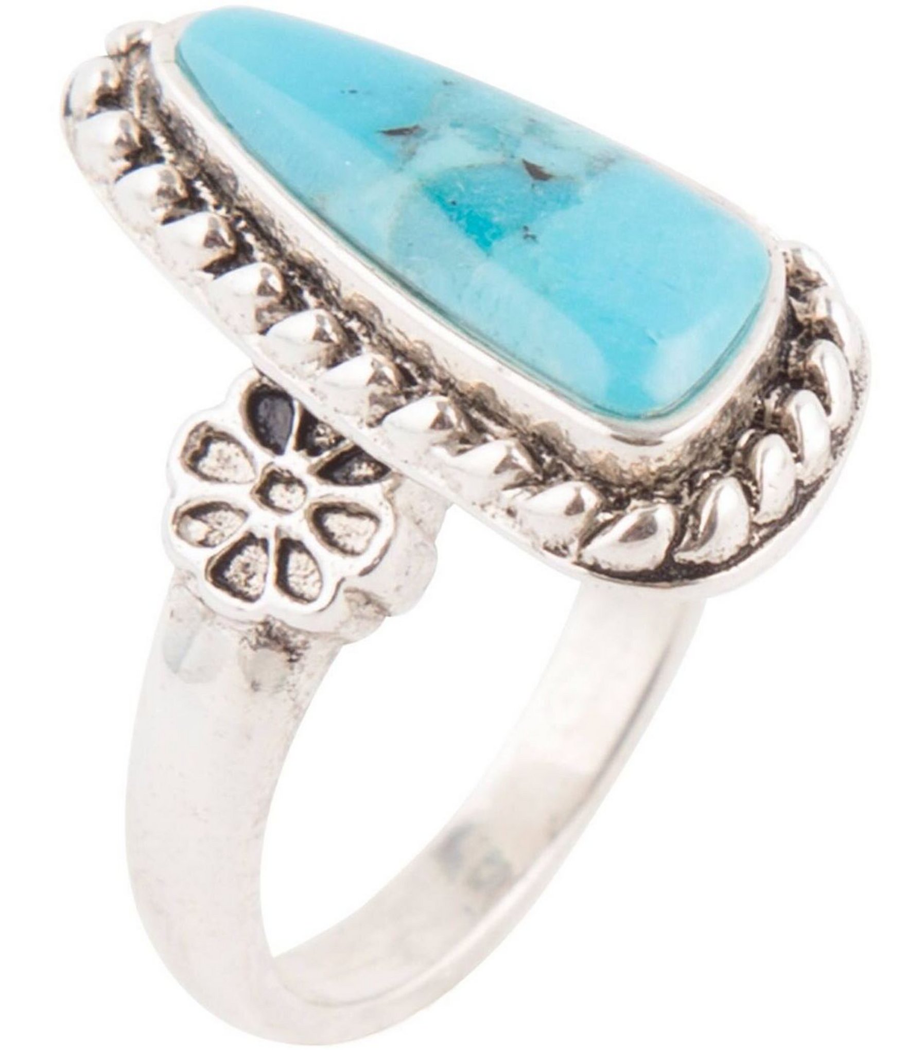 Barse Ring Sterling Silver and Genuine Turquoise Cocktail Ring