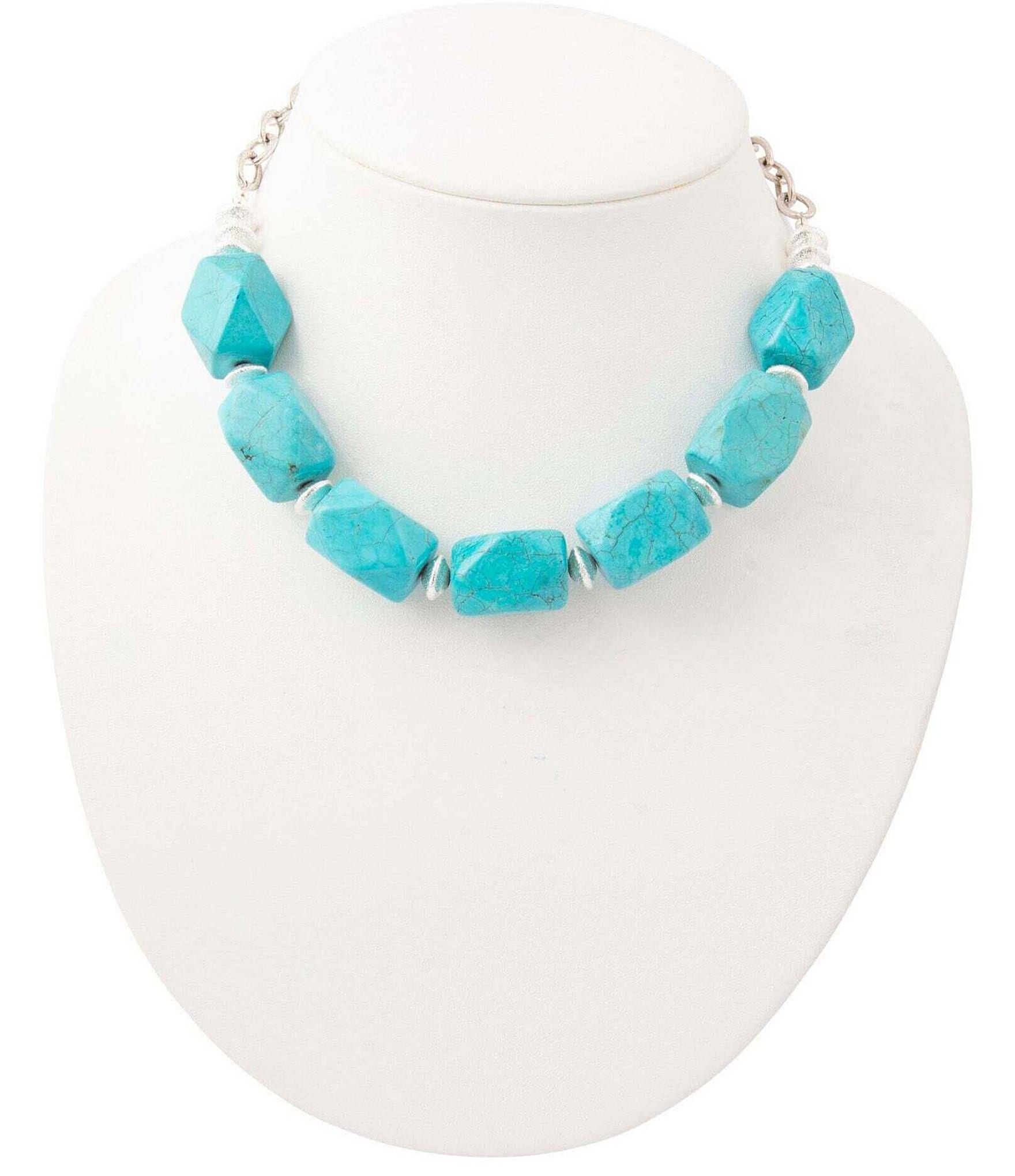 Barse Sacred Sky Silver And Magnesite Statement Necklace