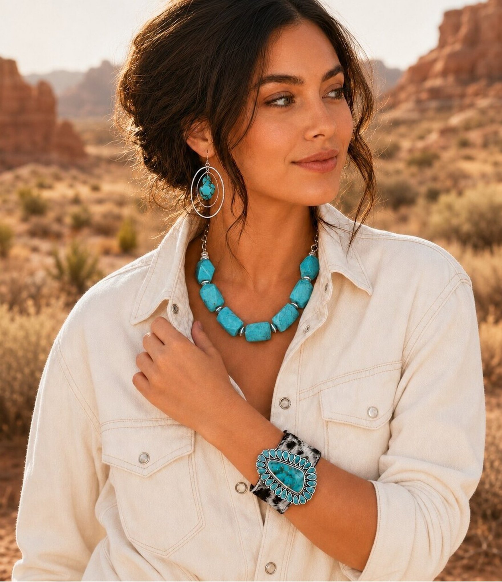 Barse Sacred Sky Silver And Magnesite Statement Necklace