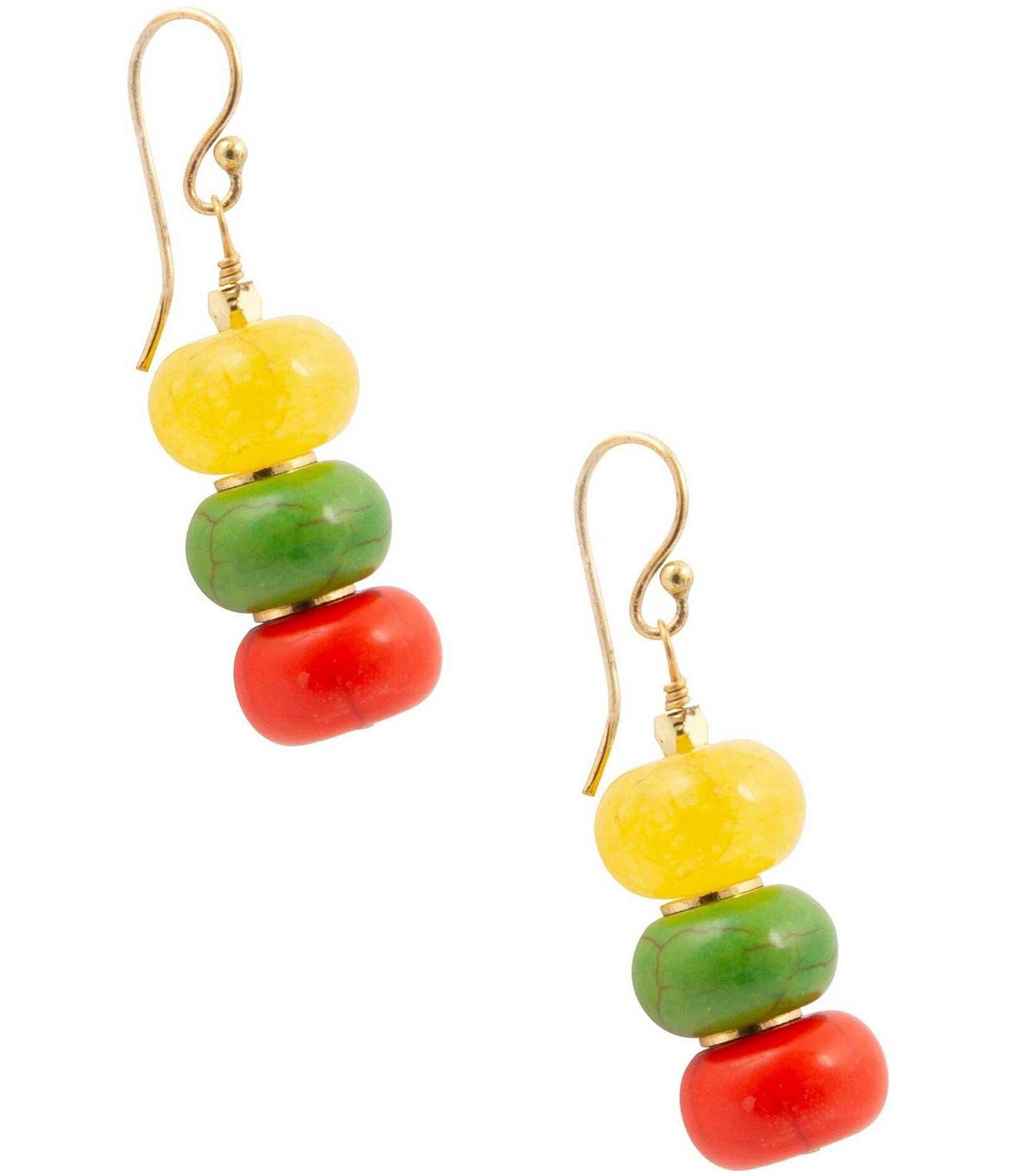 Barse Saffron Sunset Genuine Stone Beaded Linear Earrings