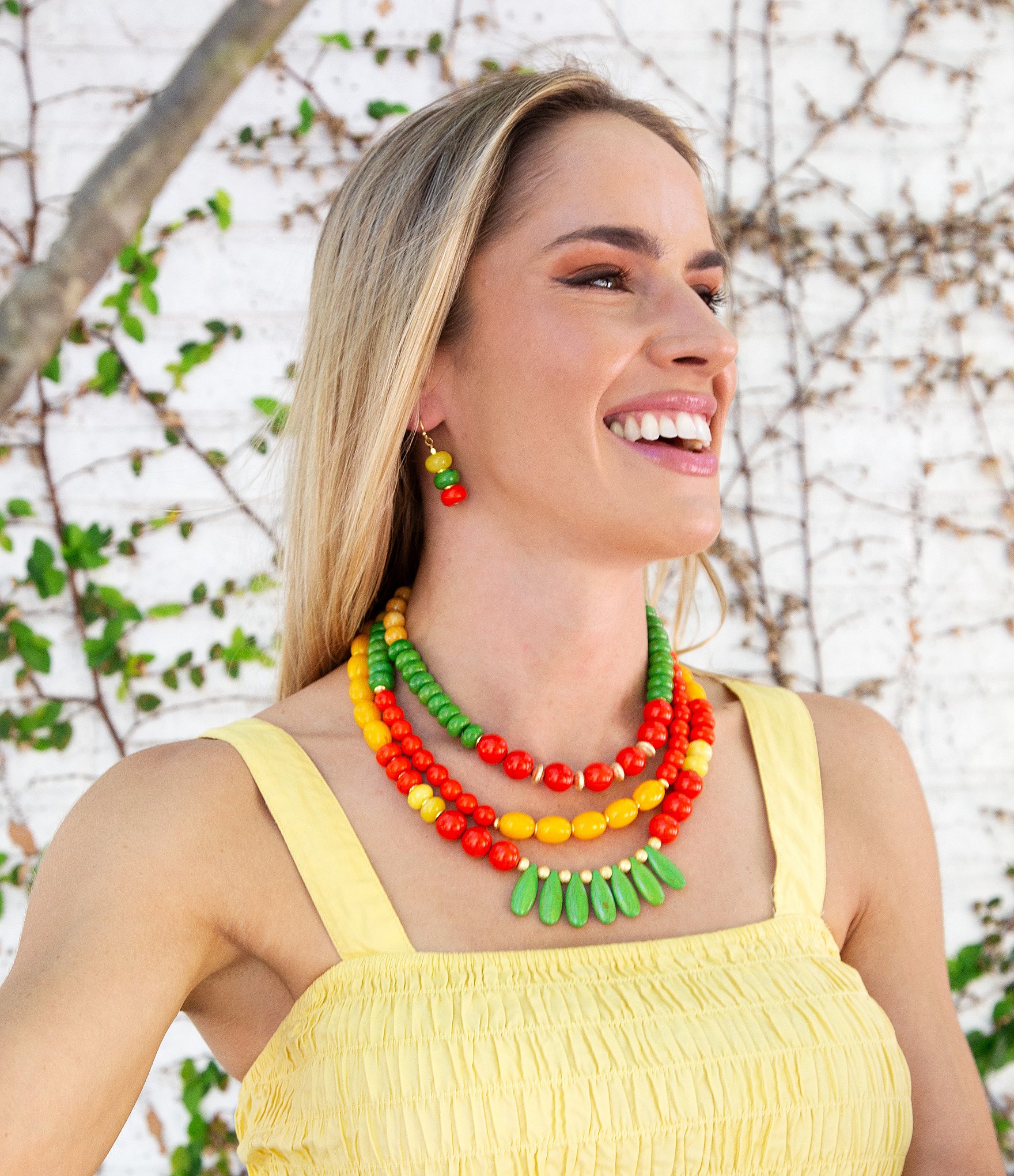 Barse Saffron Sunset Genuine Stone Beaded Linear Earrings
