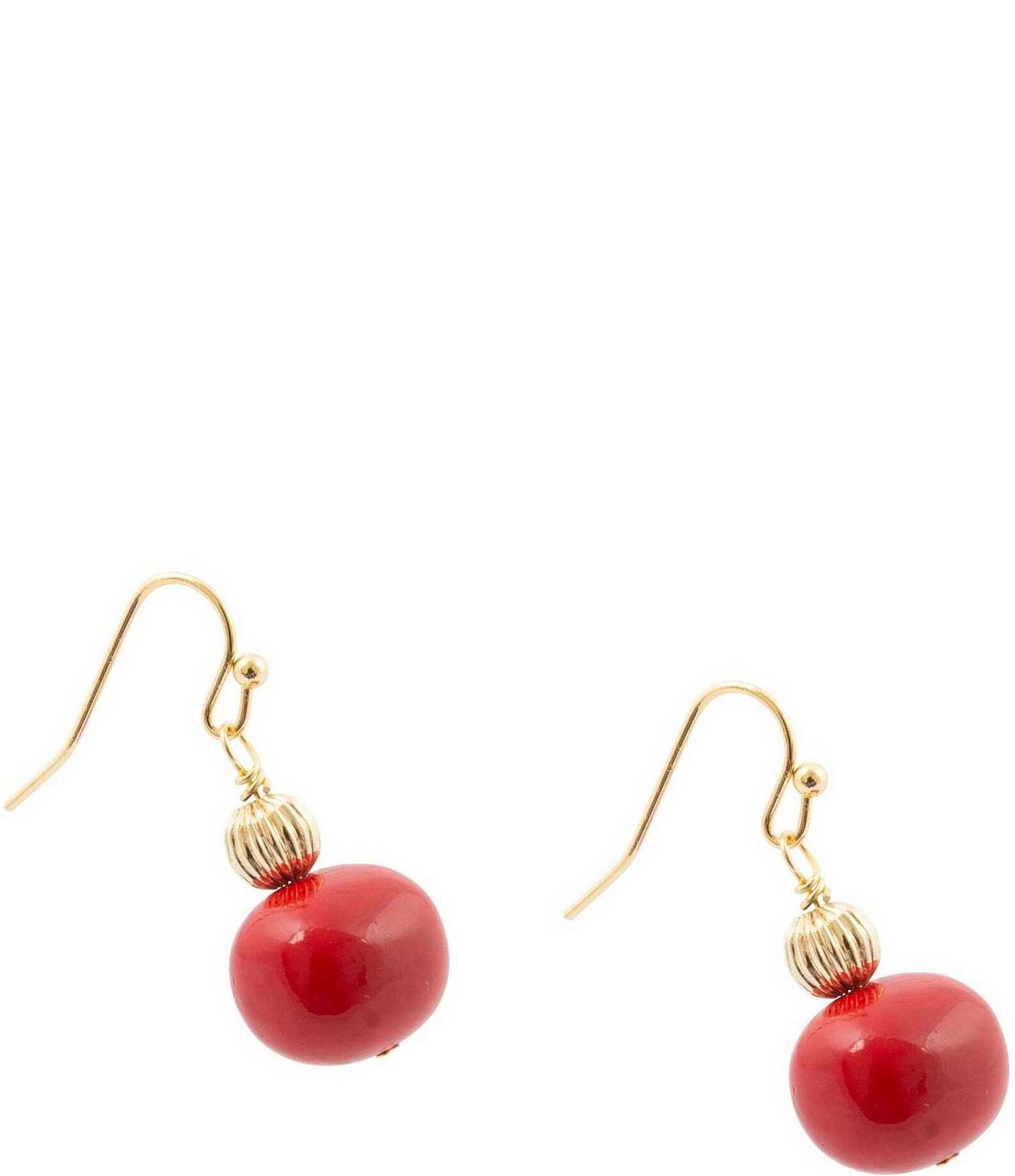 Barse Shell Pearl Crimson Royale Drop Earrings