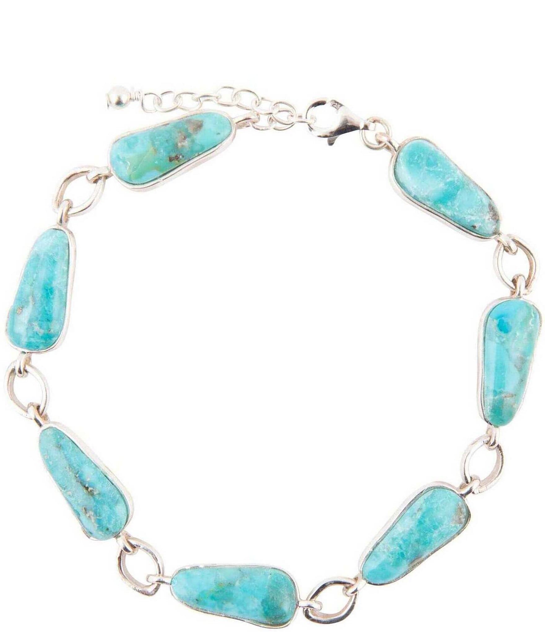 Barse Silver Genuine Turquoise Line Bracelet