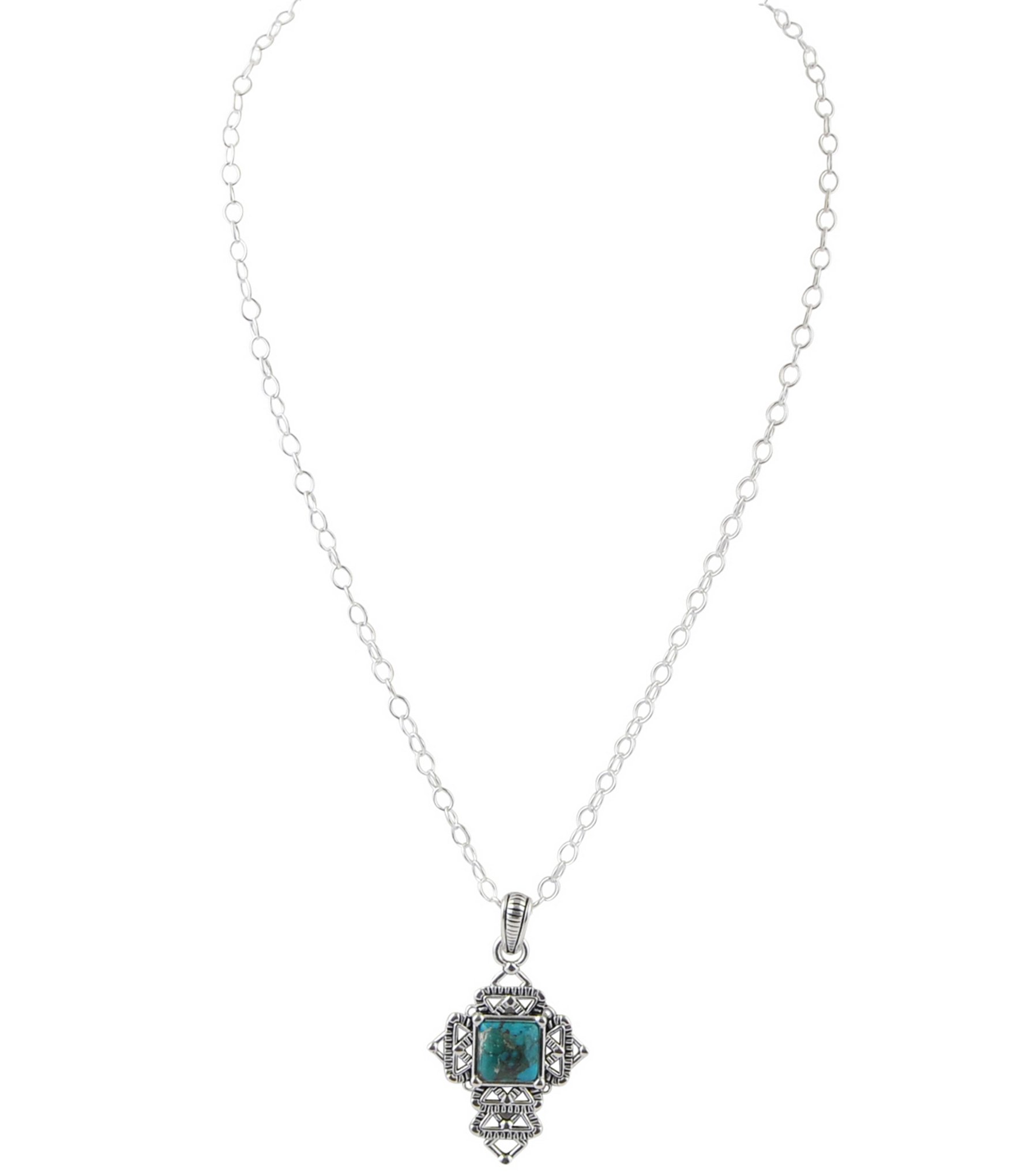 Barse Sterling Silver & Turquoise Cross Pendant Necklace | Dillards