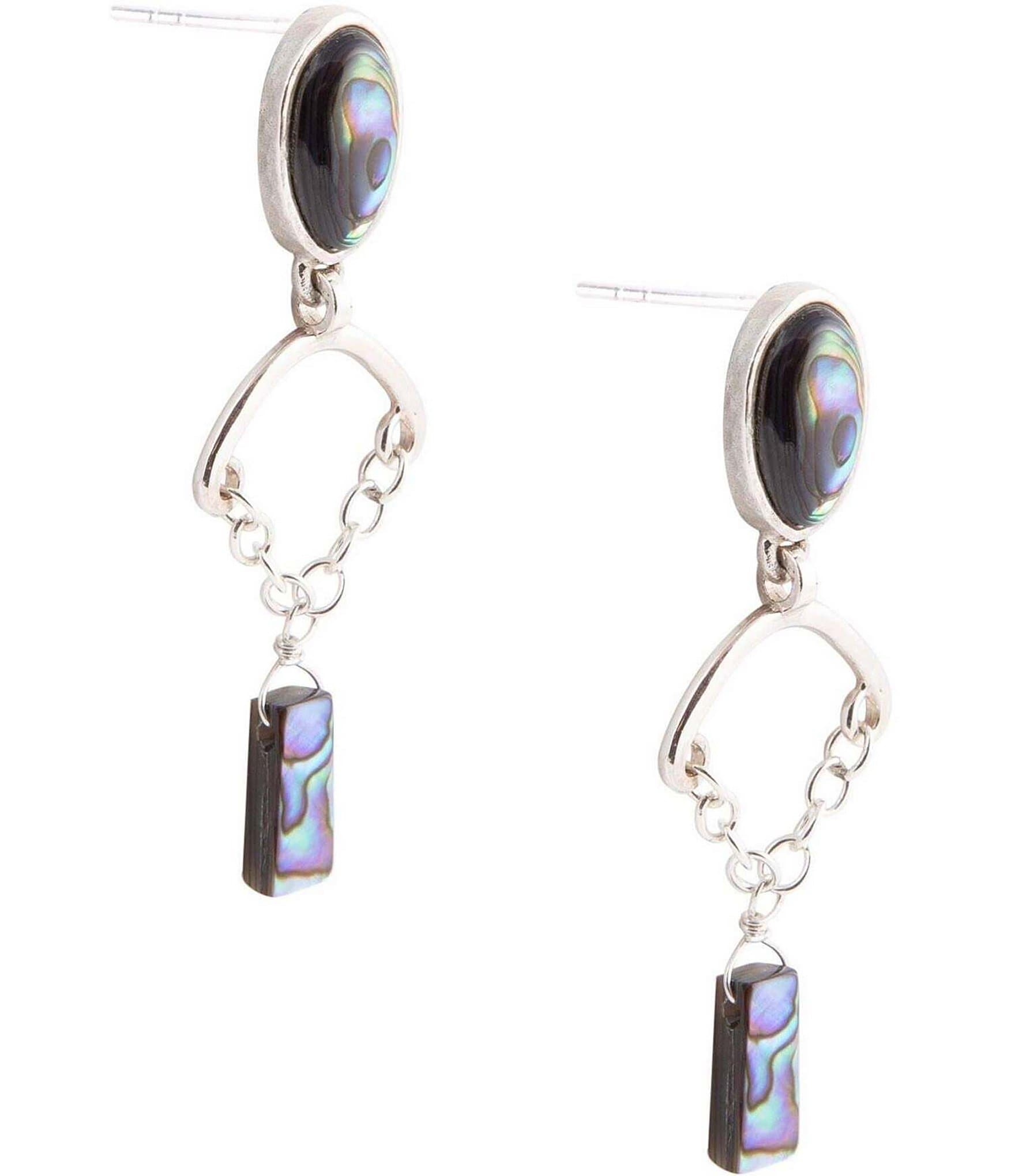 Barse Sterling Silver and Abalone Drop Earrings