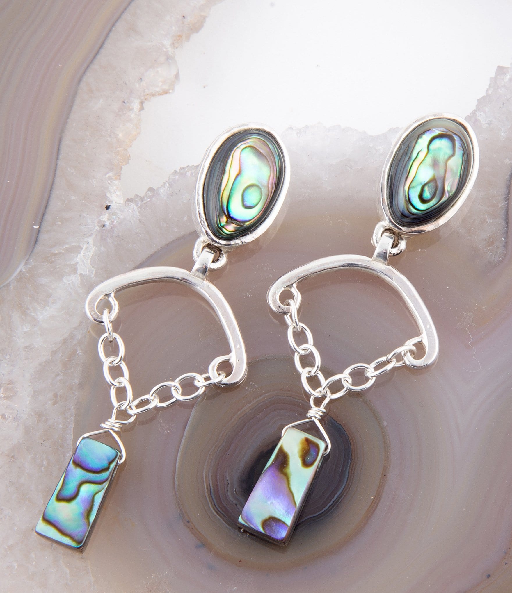 Barse Sterling Silver and Abalone Drop Earrings