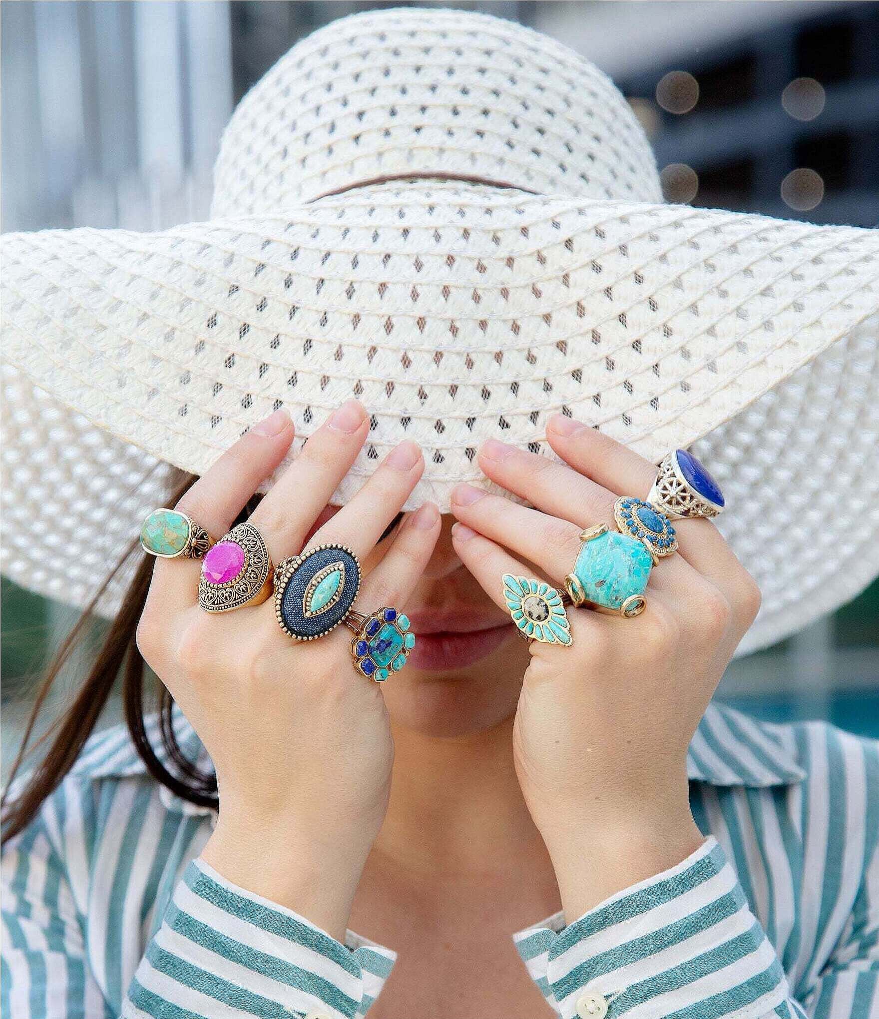 Barse Regatta Blue Agate and Sterling Silver Ring