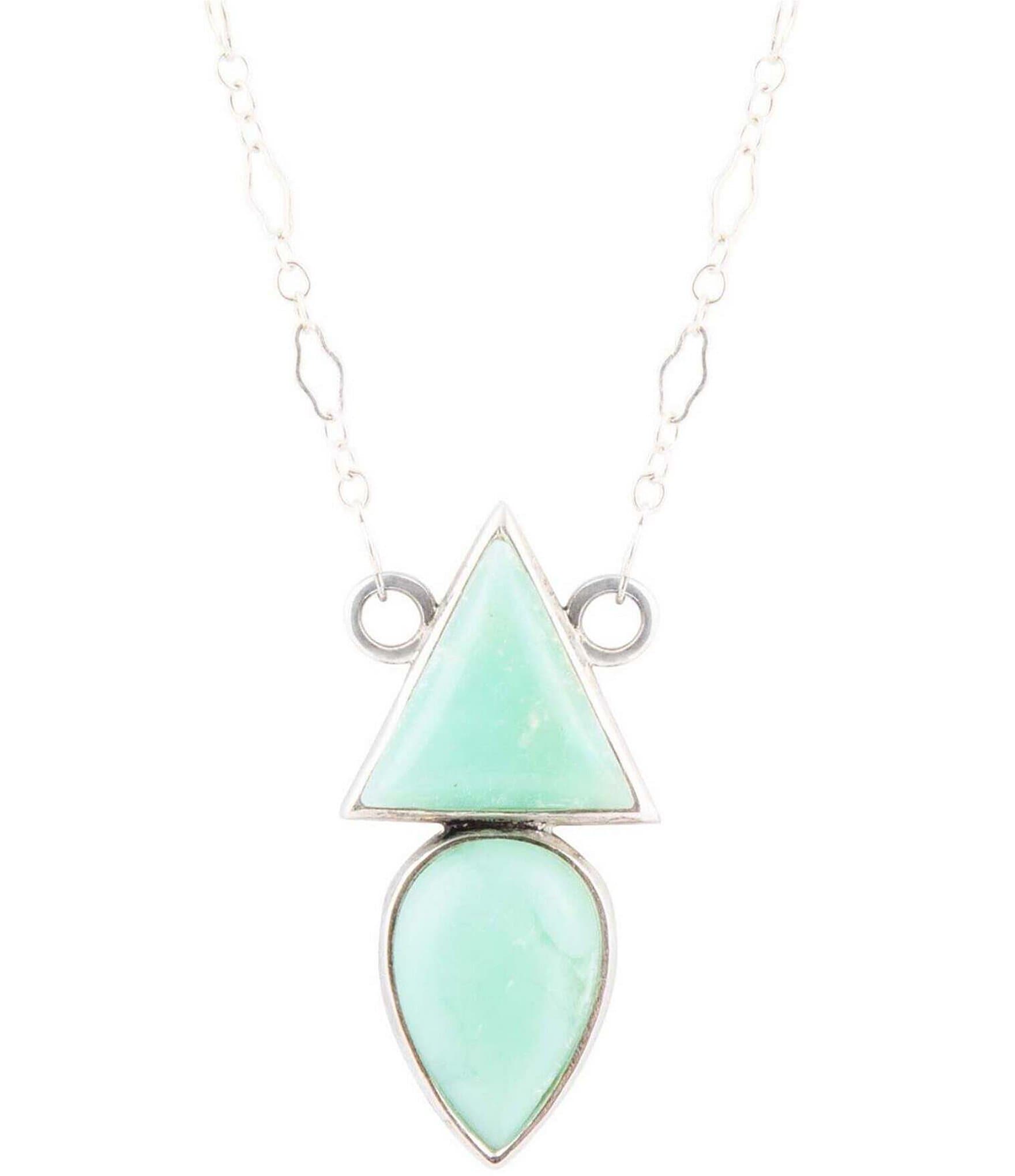 Barse Sterling Silver and Chrysoprase Genuine Stone 32'' Long Pendant Necklace