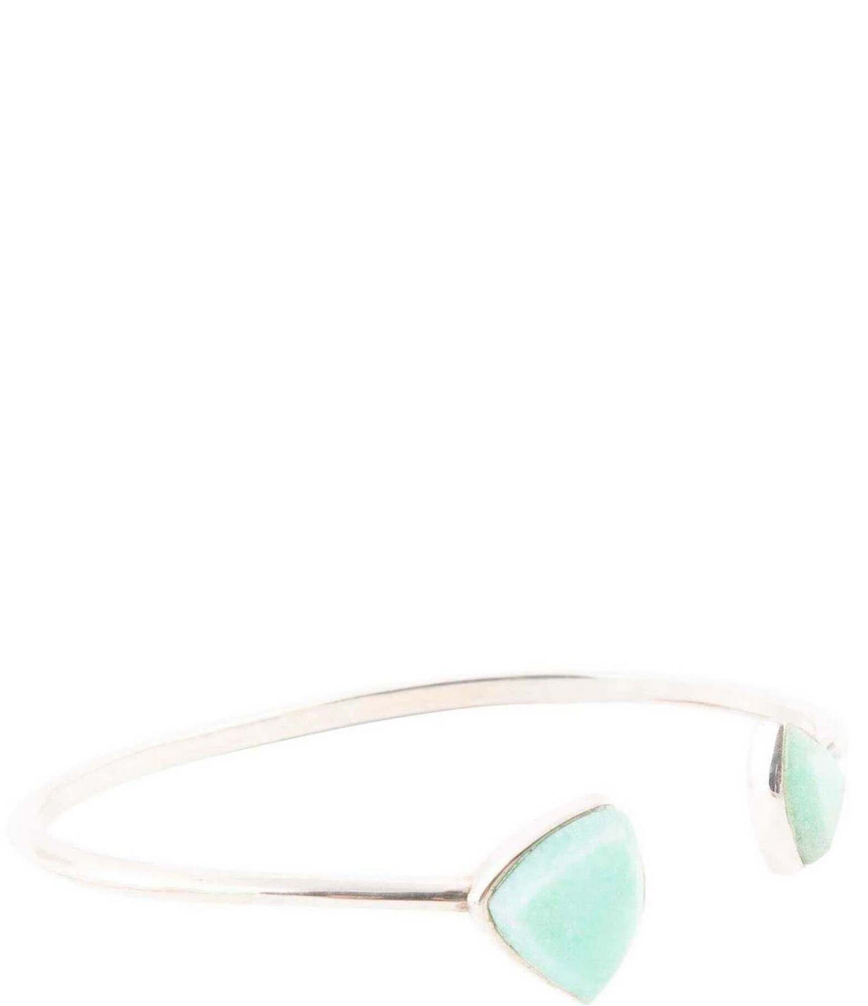 Barse Sterling Silver and Genuine Chrysoprase Cuff Bracelet