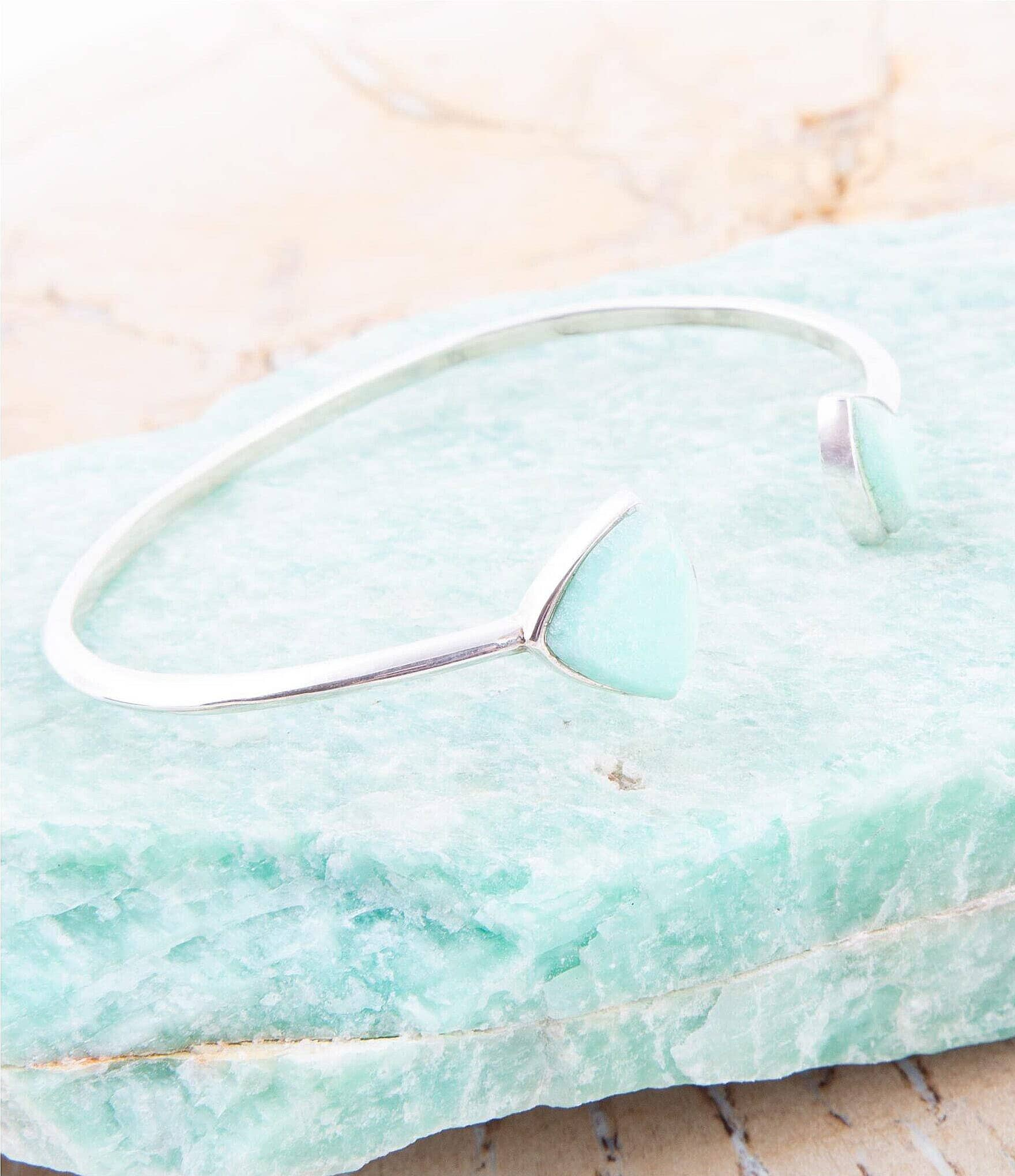 Barse Sterling Silver and Genuine Chrysoprase Cuff Bracelet