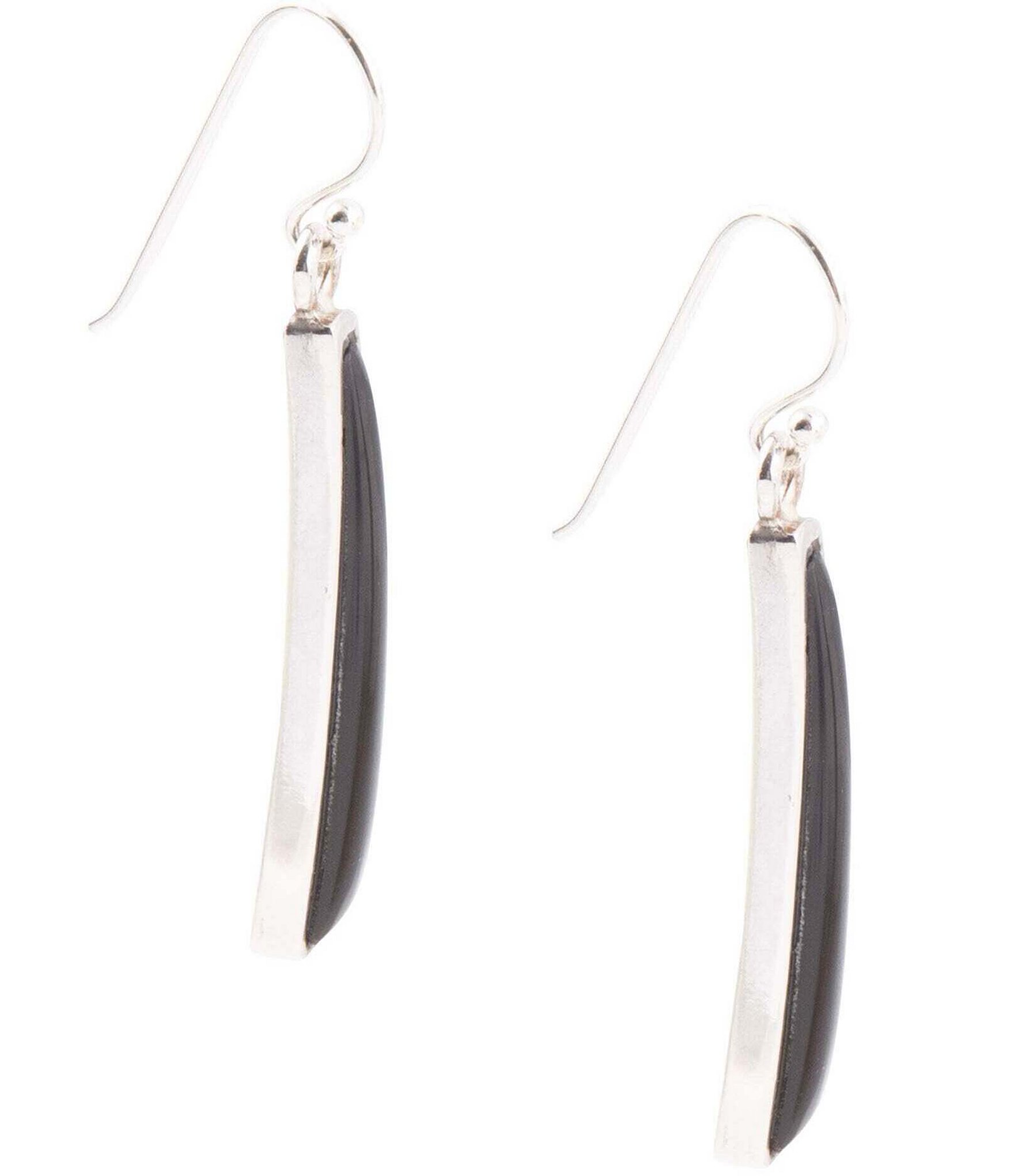 Barse Sterling Silver and Genuine Onyx Drop Earrings