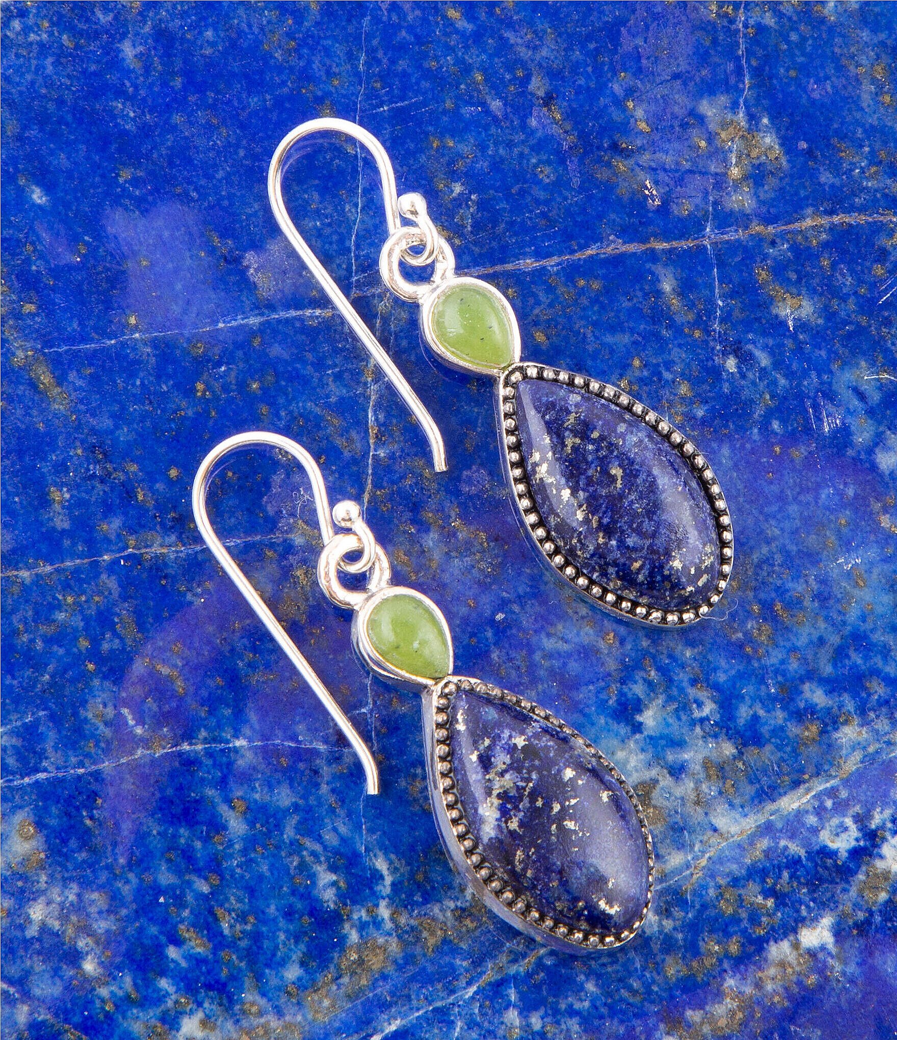 Barse Sterling Silver and Genuine Stone Drop Earrings