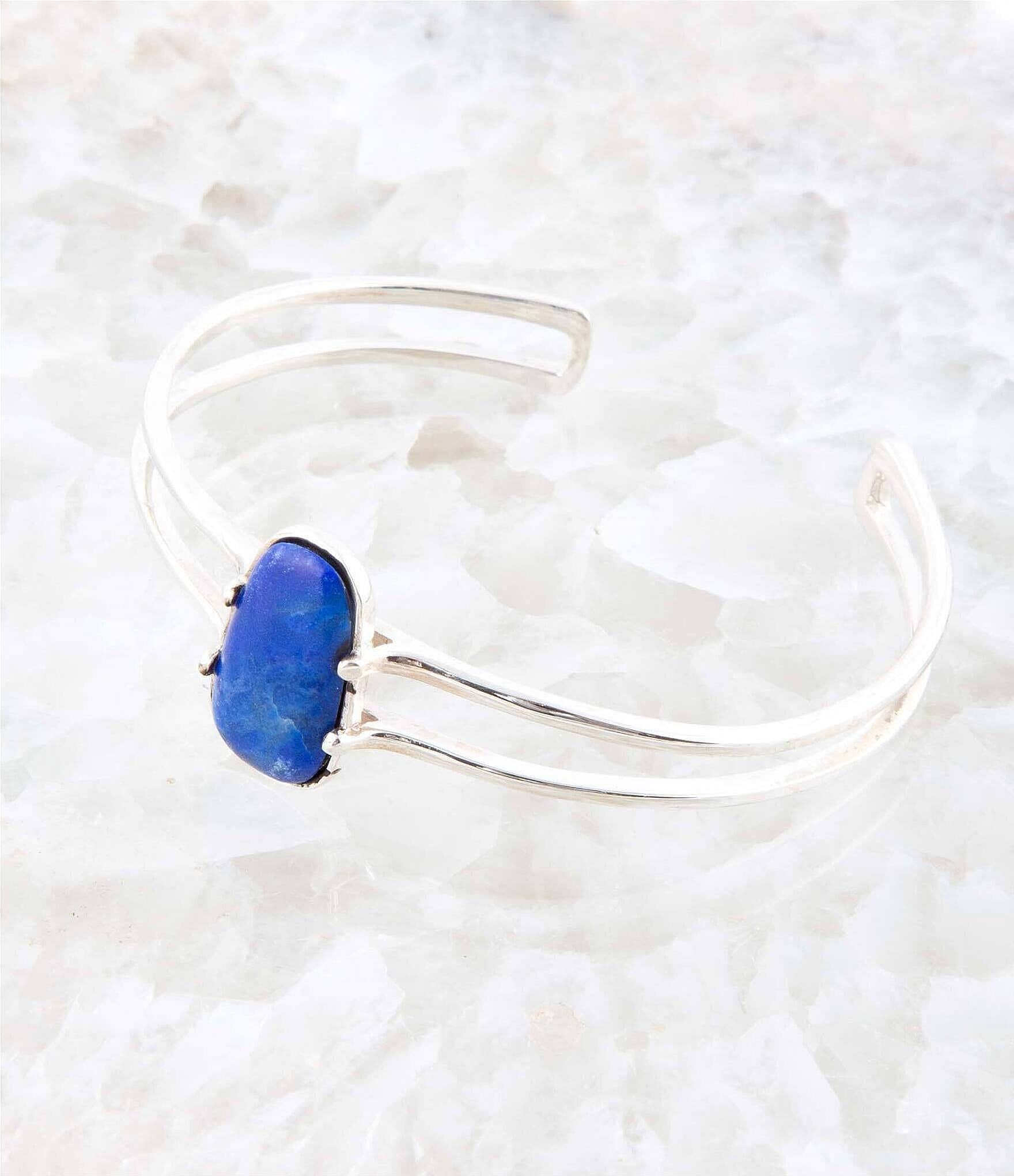 Barse Sterling Silver and Genuine Stone Lapis Cuff Bracelet