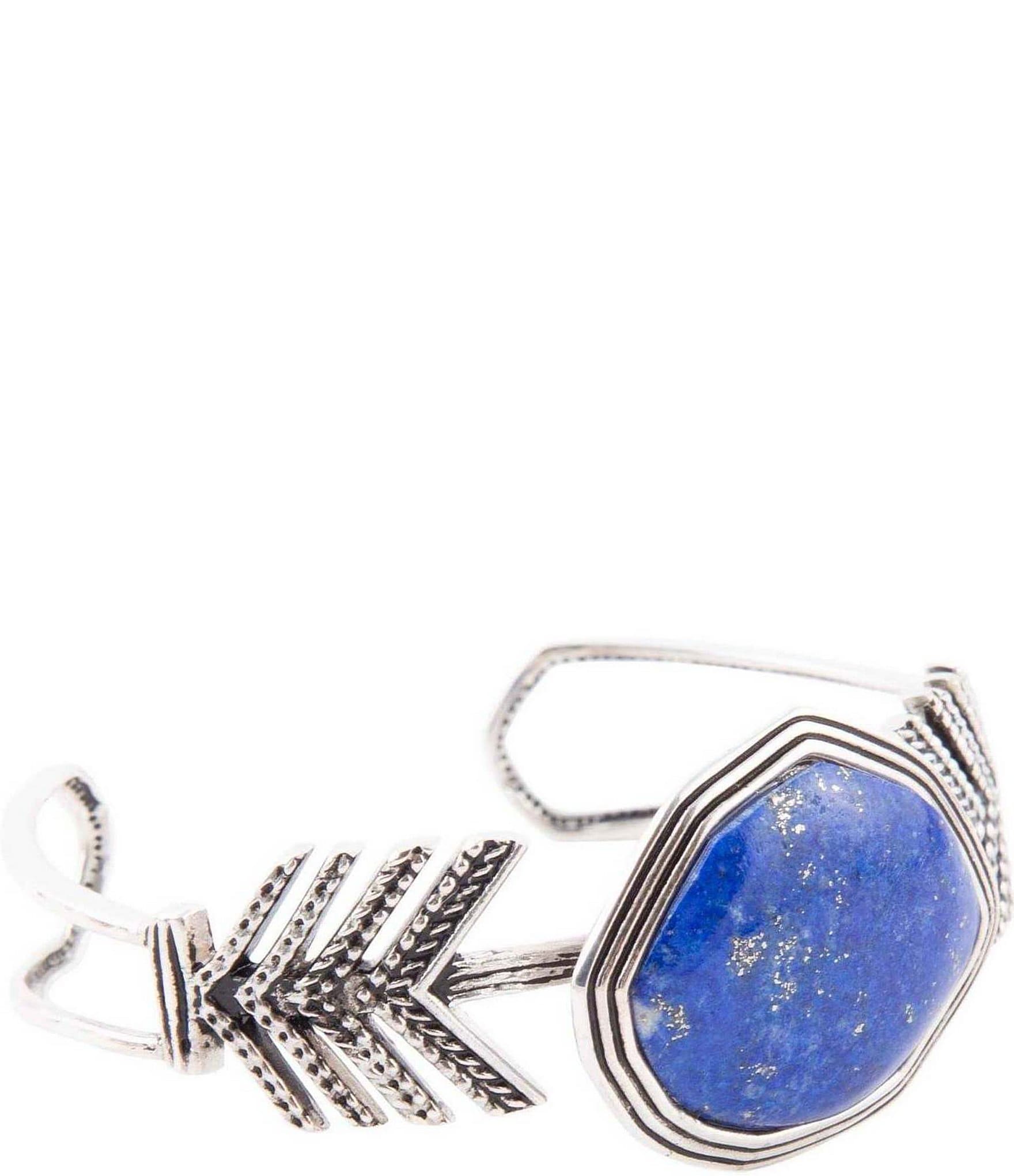 Barse Sterling Silver and Genuine Stone Lapis Go West Cuff Bracelet