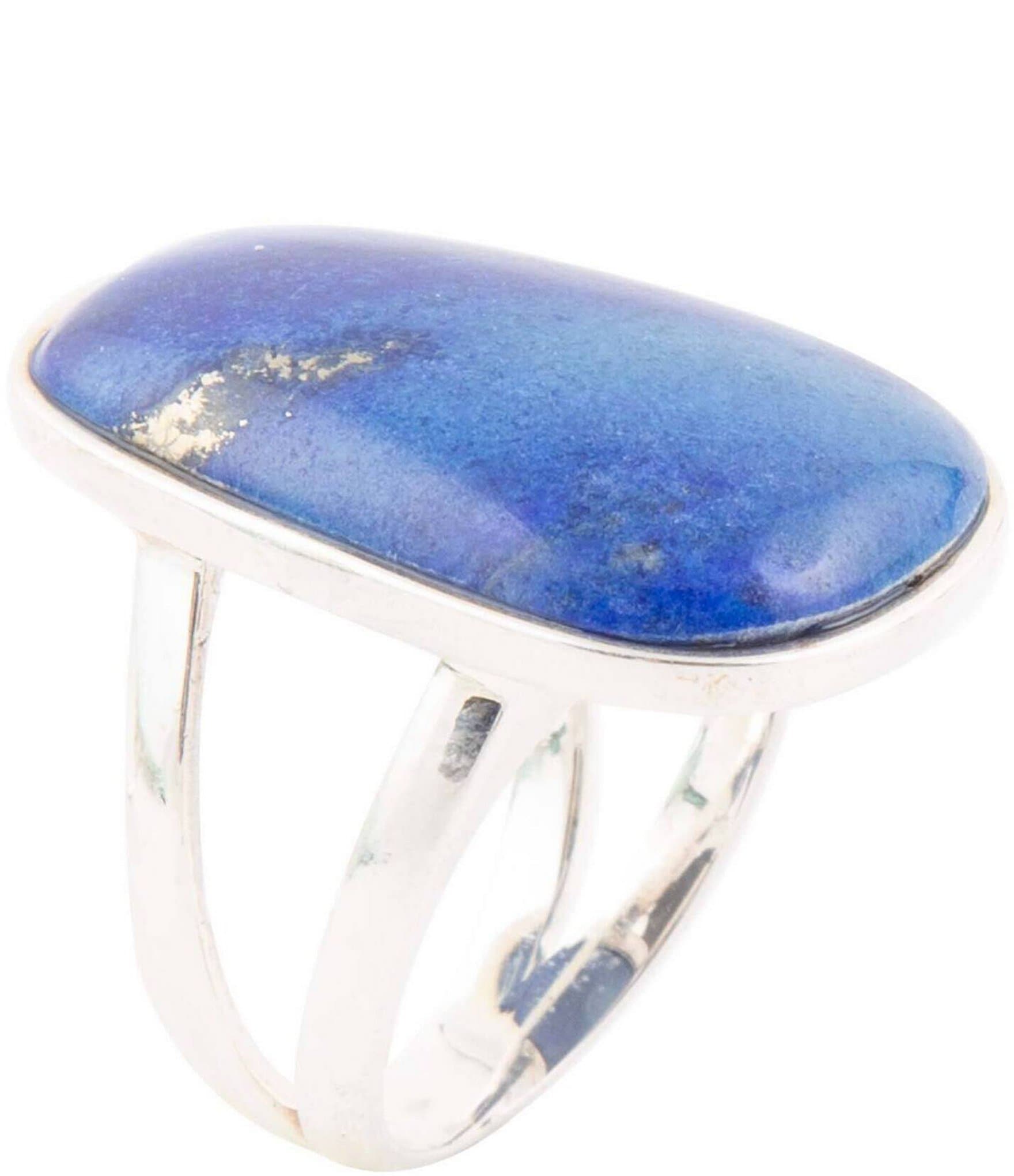 Barse Sterling Silver and Genuine Stone Lapis Statement Ring