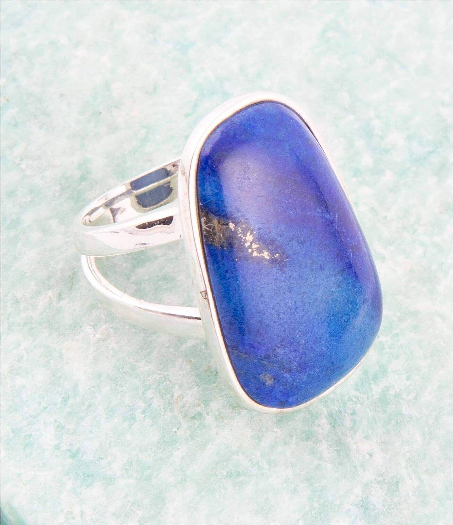 Barse Sterling Silver and Genuine Stone Lapis Statement Ring