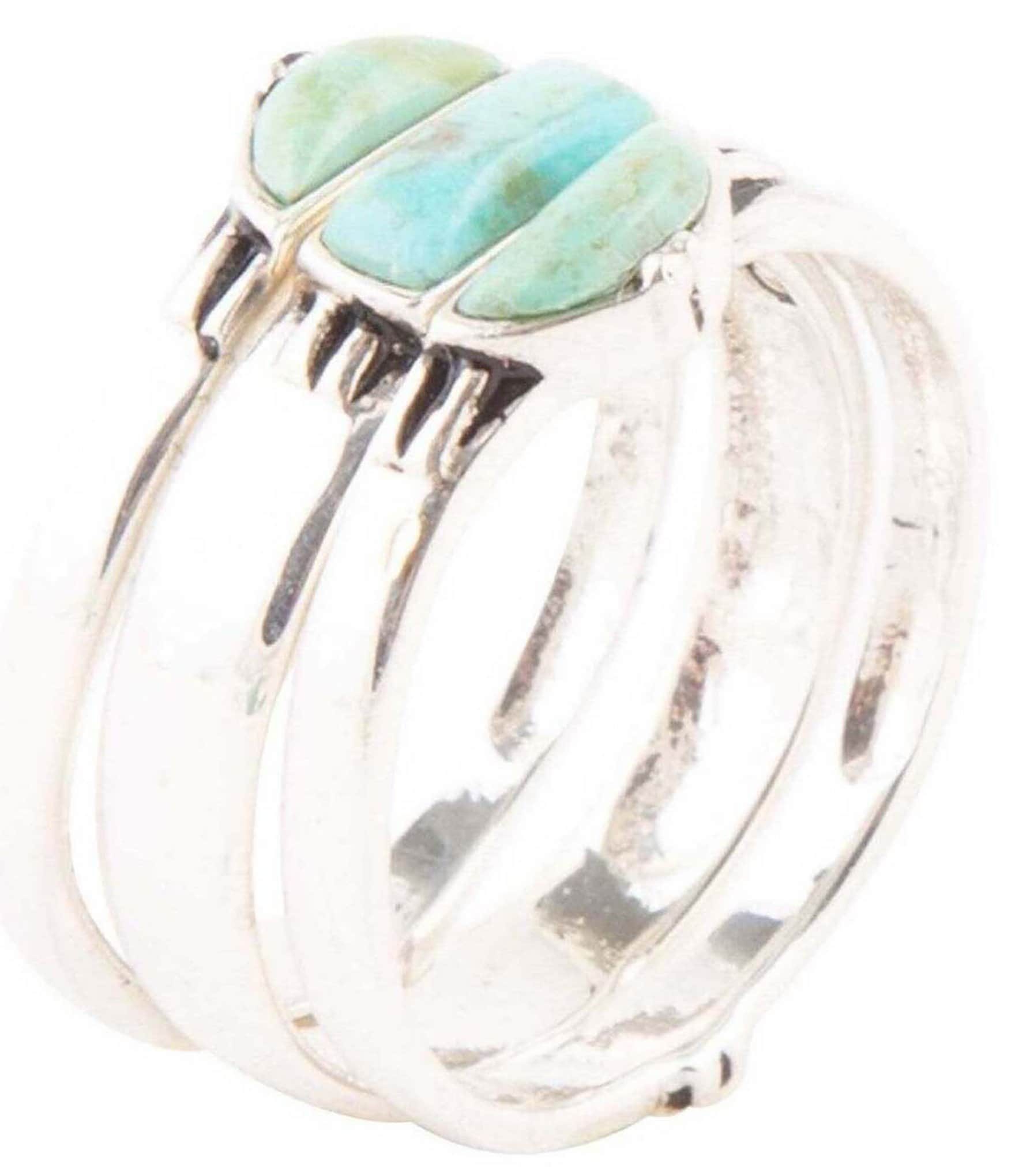 Barse Sterling Silver and Genuine Stone Turquoise Stack Ring