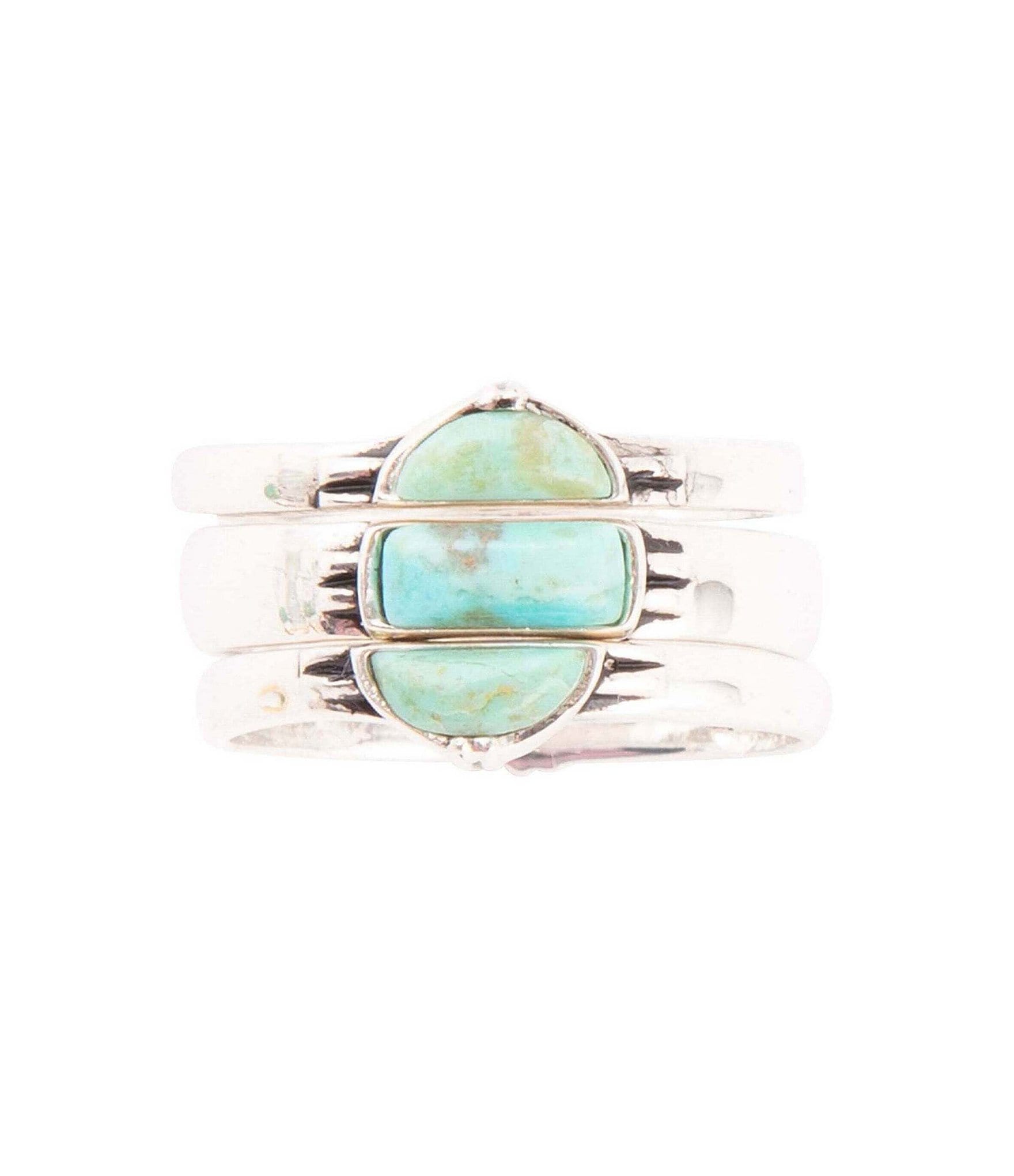 Barse Sterling Silver and Genuine Stone Turquoise Stack Ring