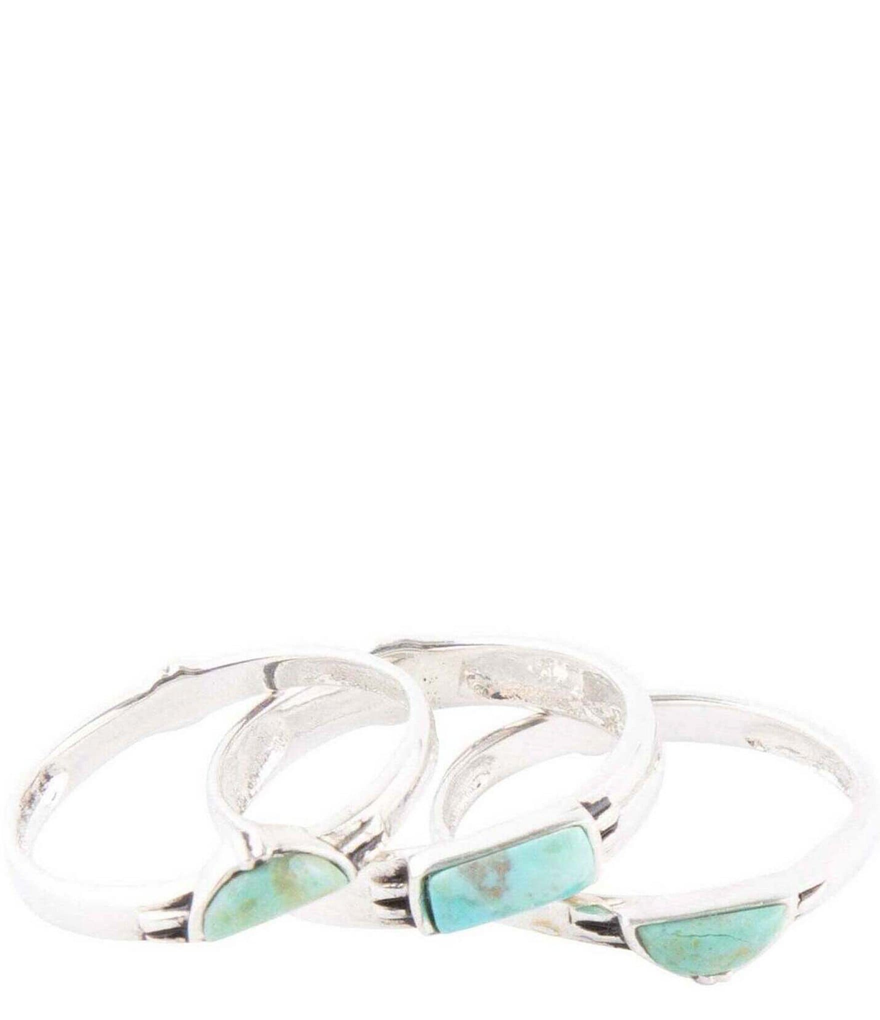 Barse Sterling Silver and Genuine Stone Turquoise Stack Ring