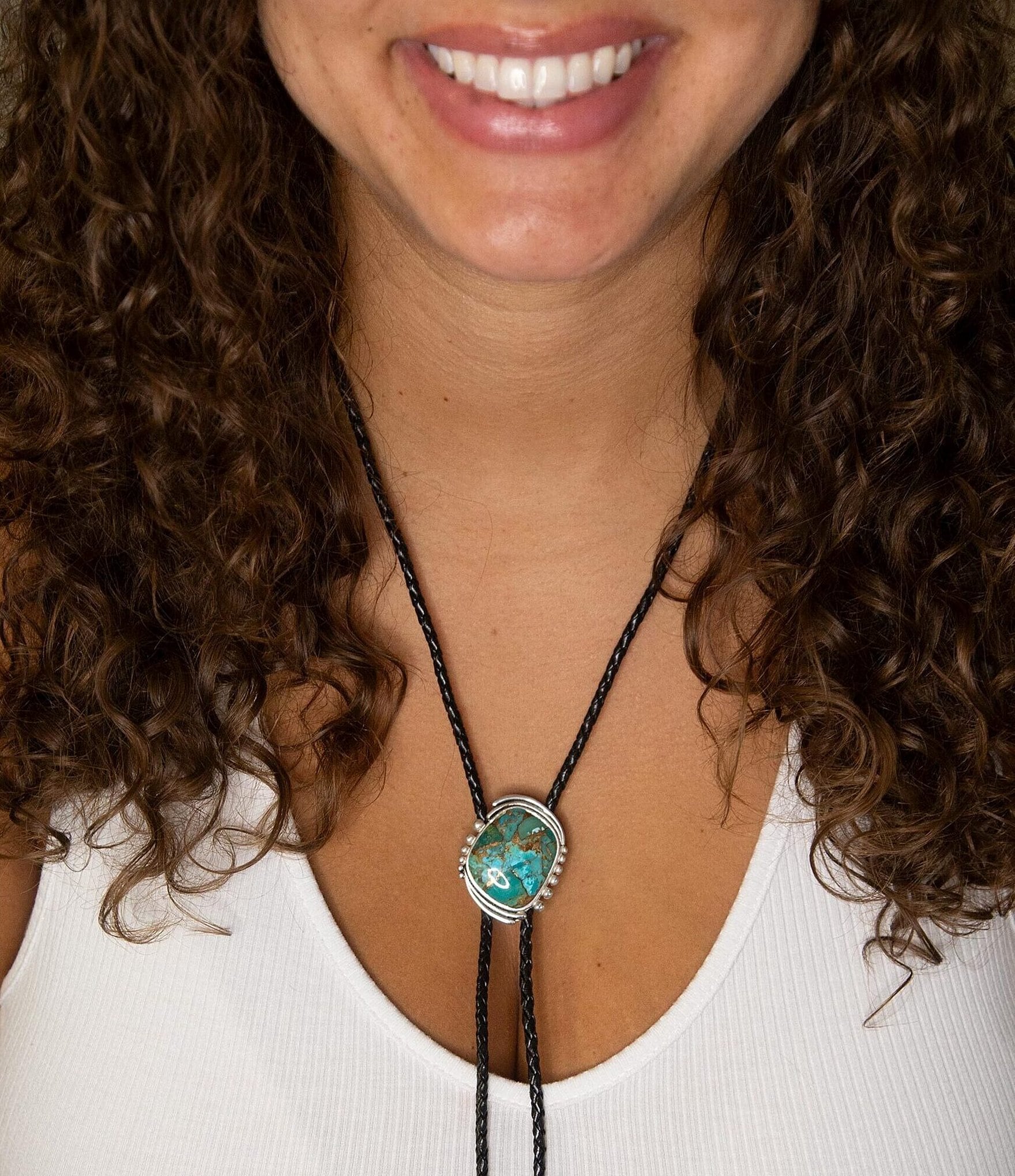 Barse Sterling Silver and Genuine Turquoise Bolo Y Necklace